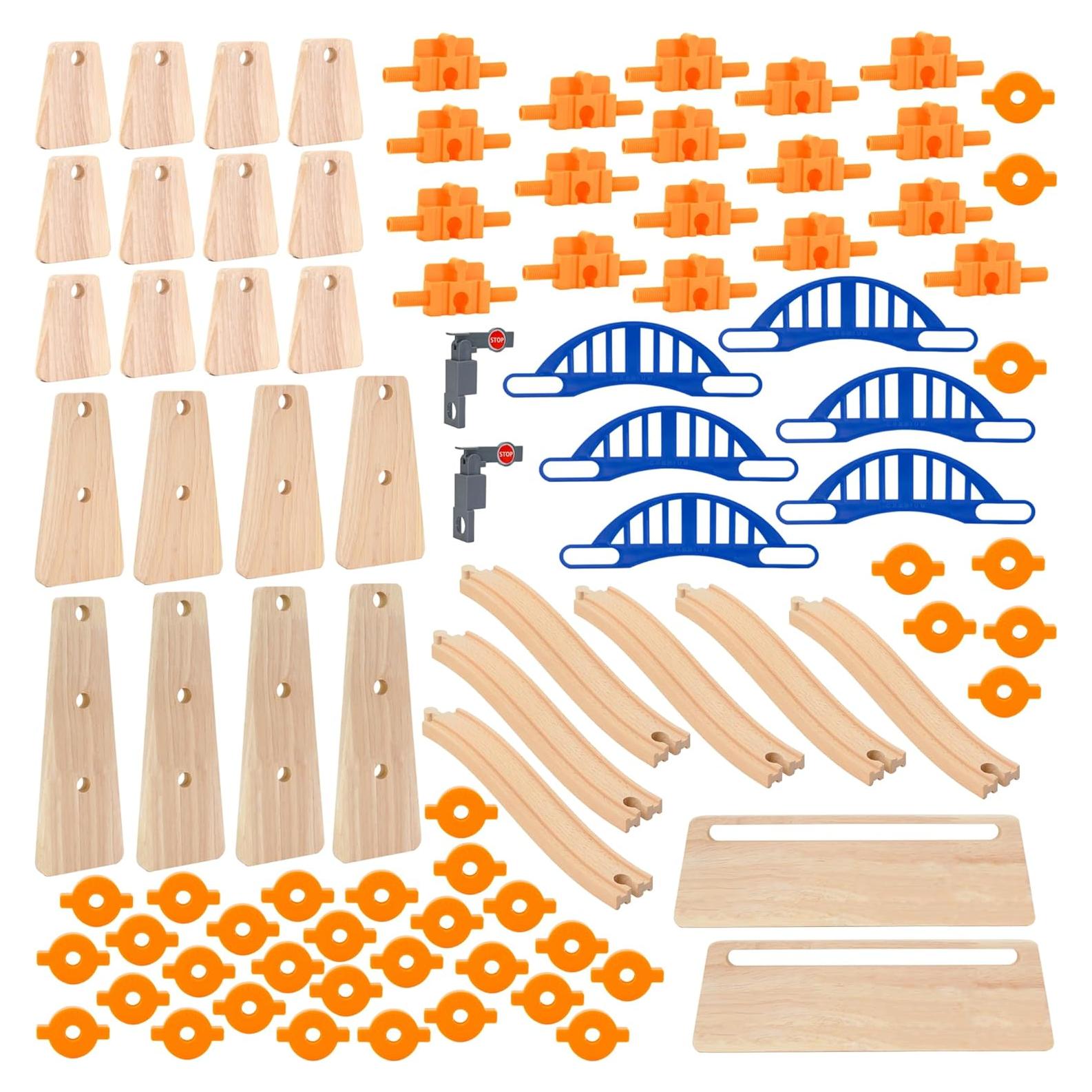 Set de Vías de Tren de Madera ORBRIUM 90 Pcs Construye y Juega