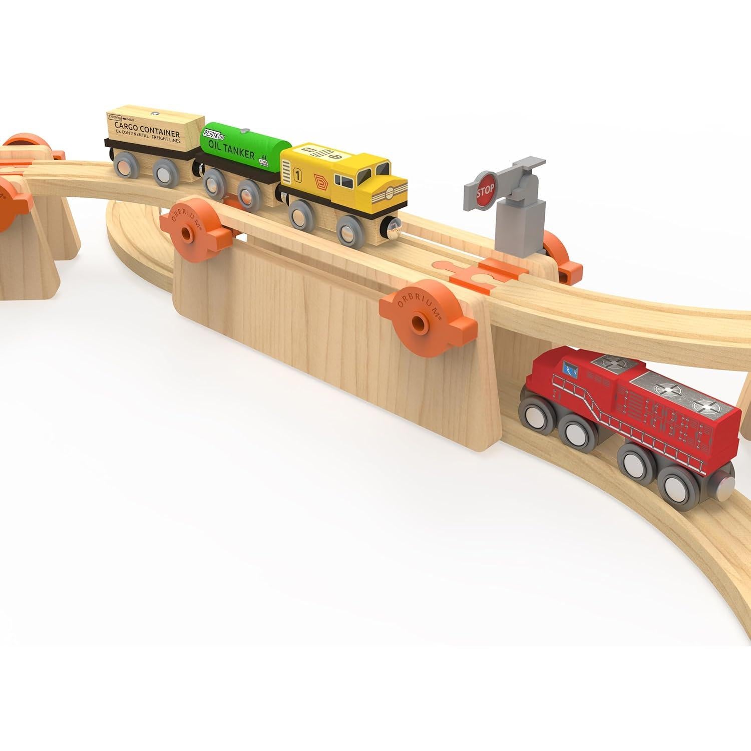 Set de Vías de Tren de Madera ORBRIUM 90 Pcs Construye y Juega