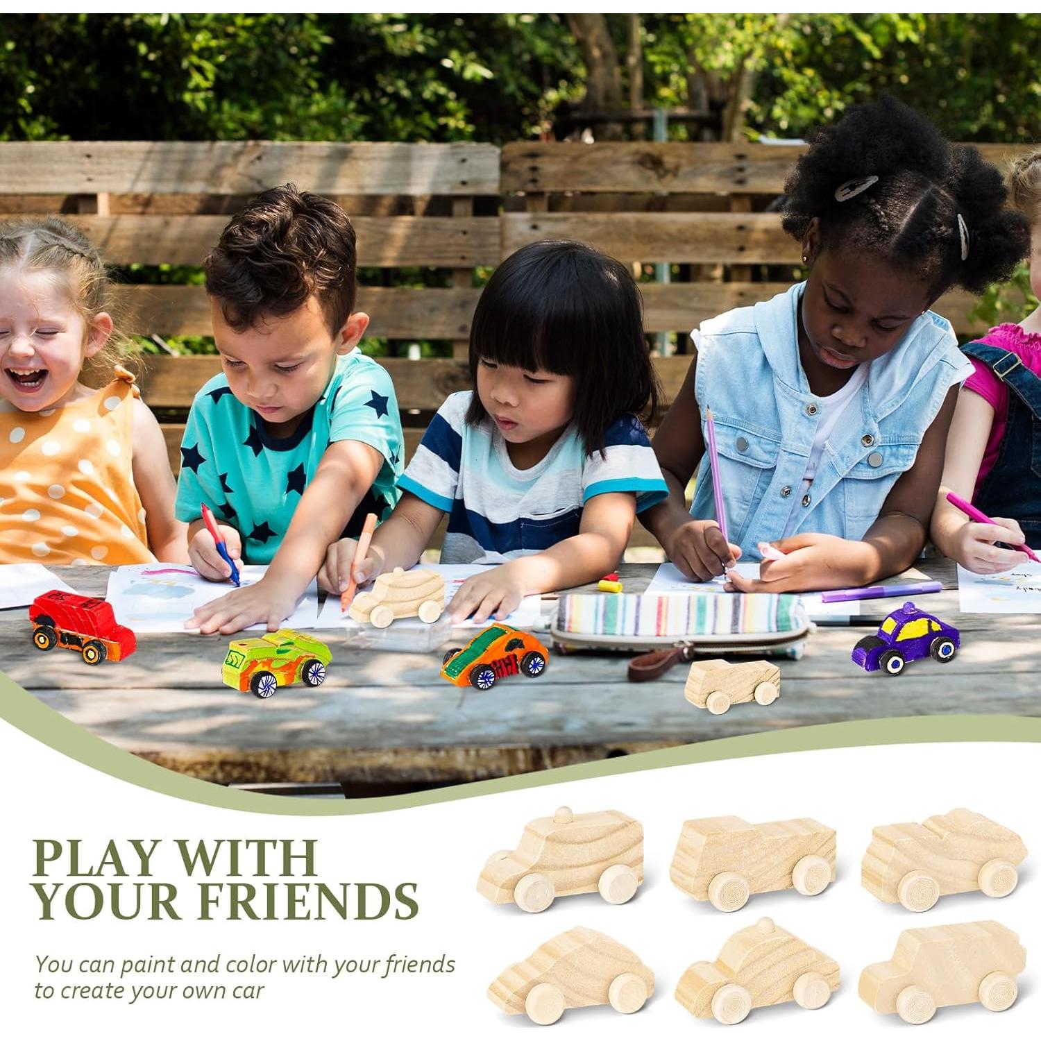 Juguetes de Auto de Madera DIY Lenwen - 48 Piezas Lindo