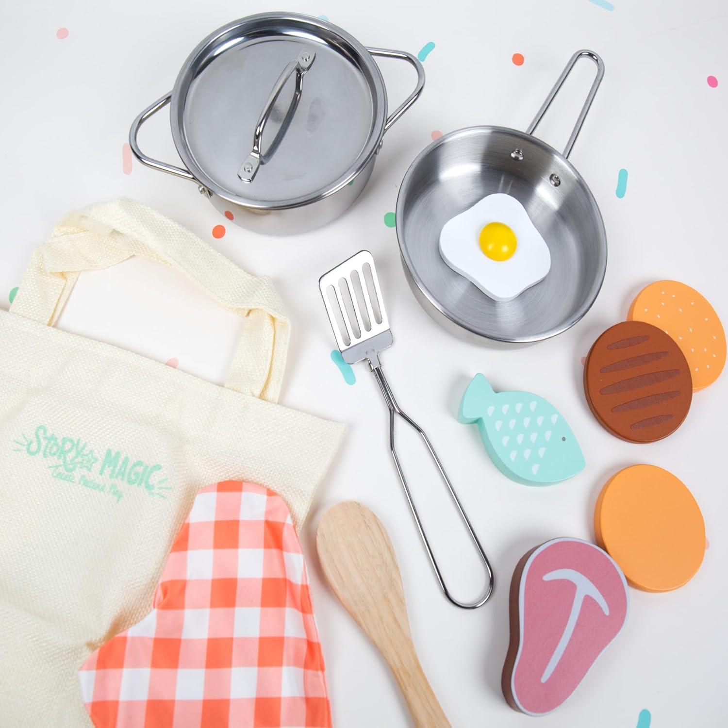 Juego de Cocina de Madera Story Magic 13 Piezas para Niños 4+