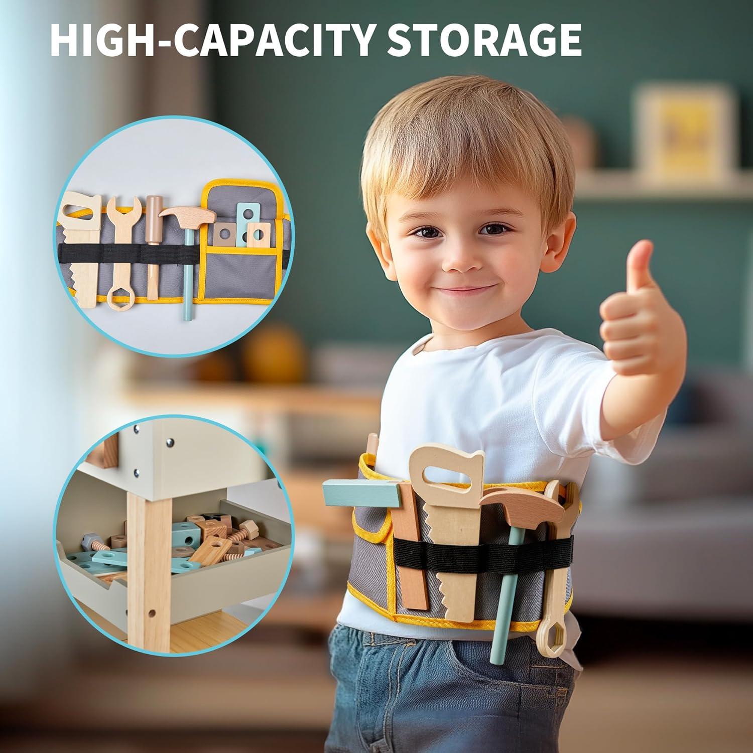 Juego de Herramientas de Madera ToyWoo para Niños 3-9 Años