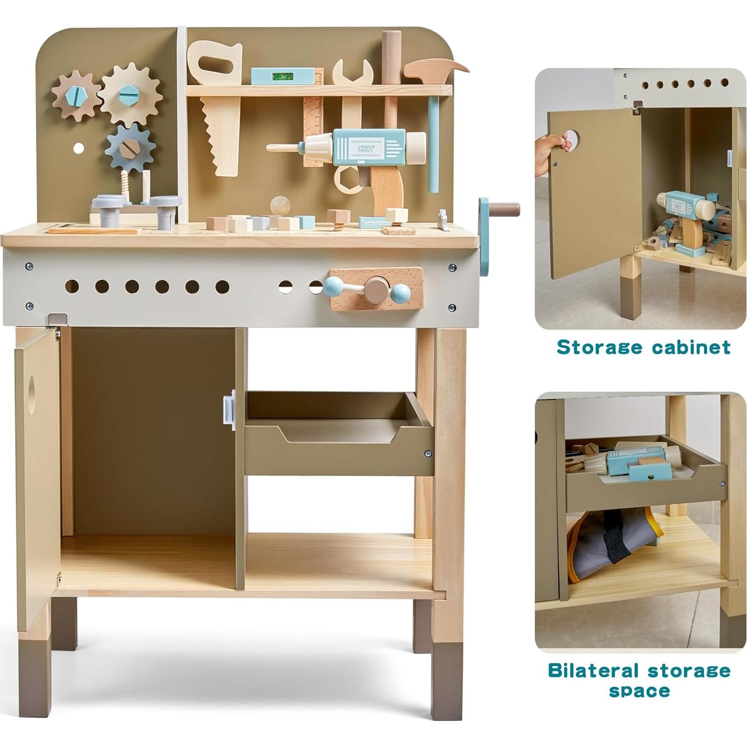 Juego de Herramientas de Madera ToyWoo para Niños 3-9 Años