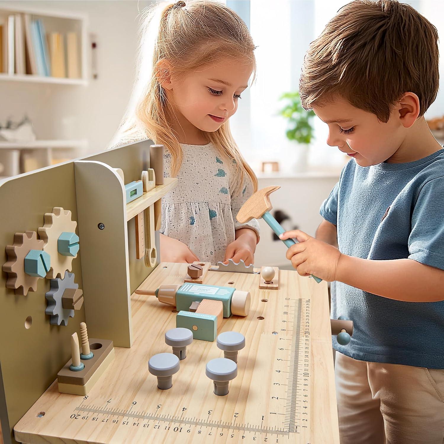 Juego de Herramientas de Madera ToyWoo para Niños 3-9 Años