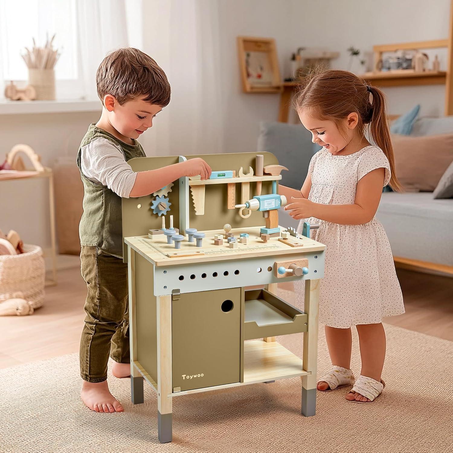 Juego de Herramientas de Madera ToyWoo para Niños 3-9 Años