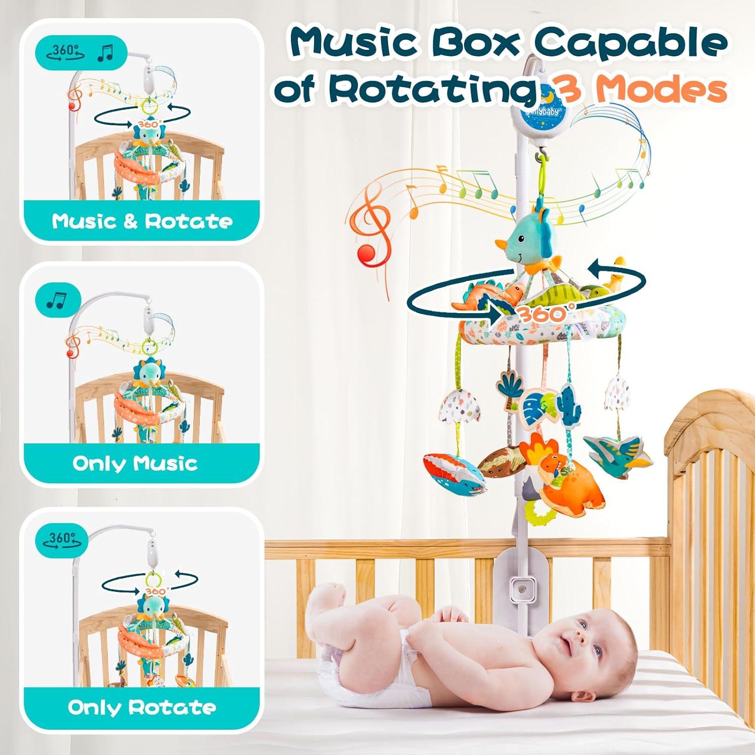 Móvil Musical Jollybaby para Cuna con Dinosaurio y Caja de Música