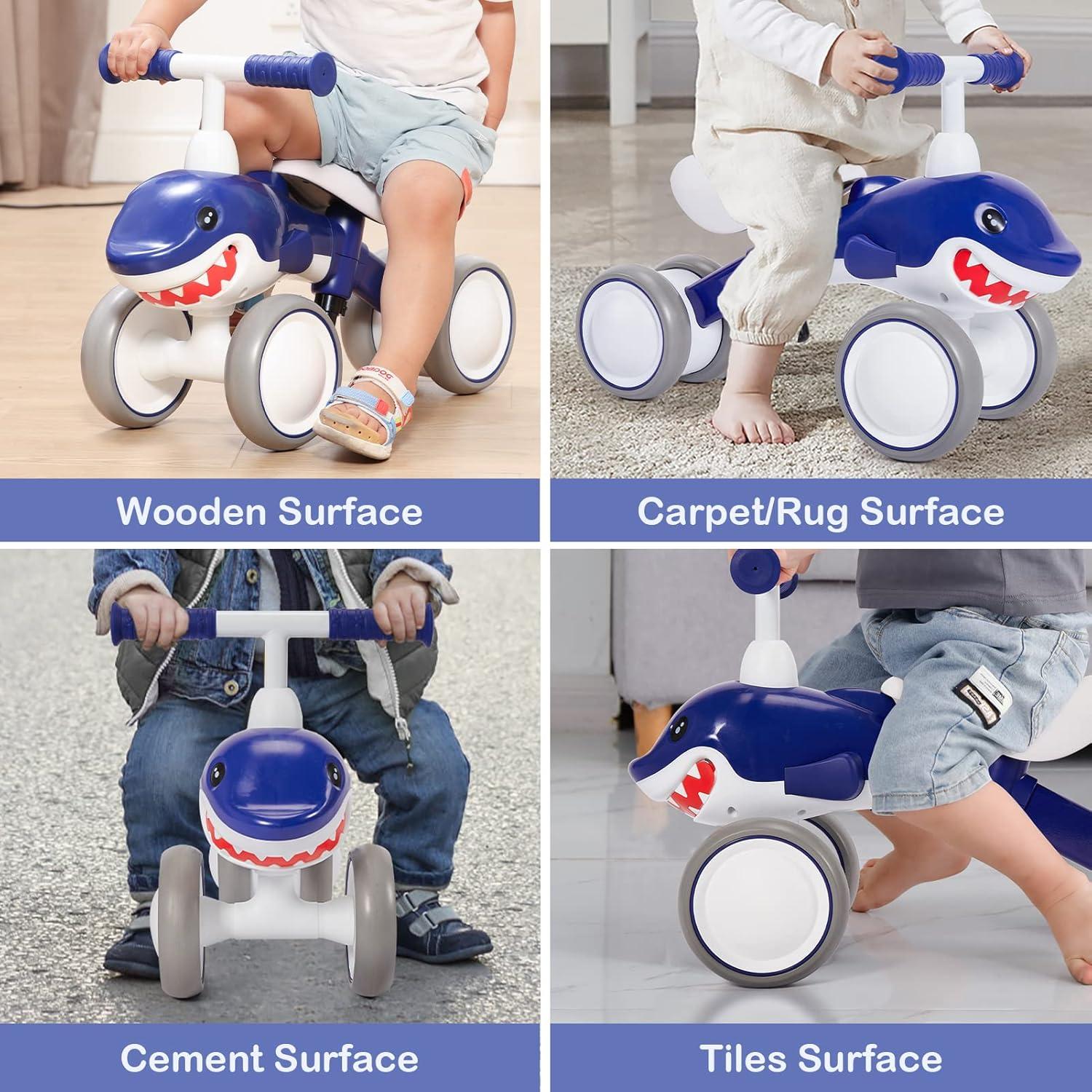 Bicicleta de Equilibrio YGJT Tiburón Azul 1-4 Años Ajustable