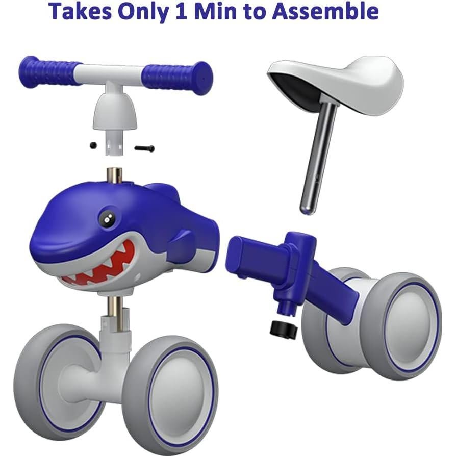 Bicicleta de Equilibrio YGJT Tiburón Azul 1-4 Años Ajustable