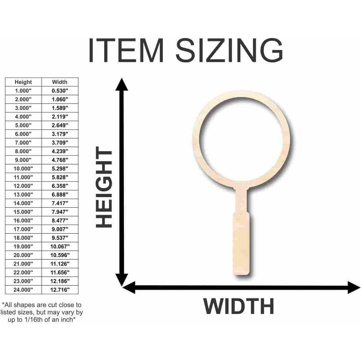 Unfinished Wood Magnifying Glass Shape Detective Craft up to 46" DIY 3" / 1/2"