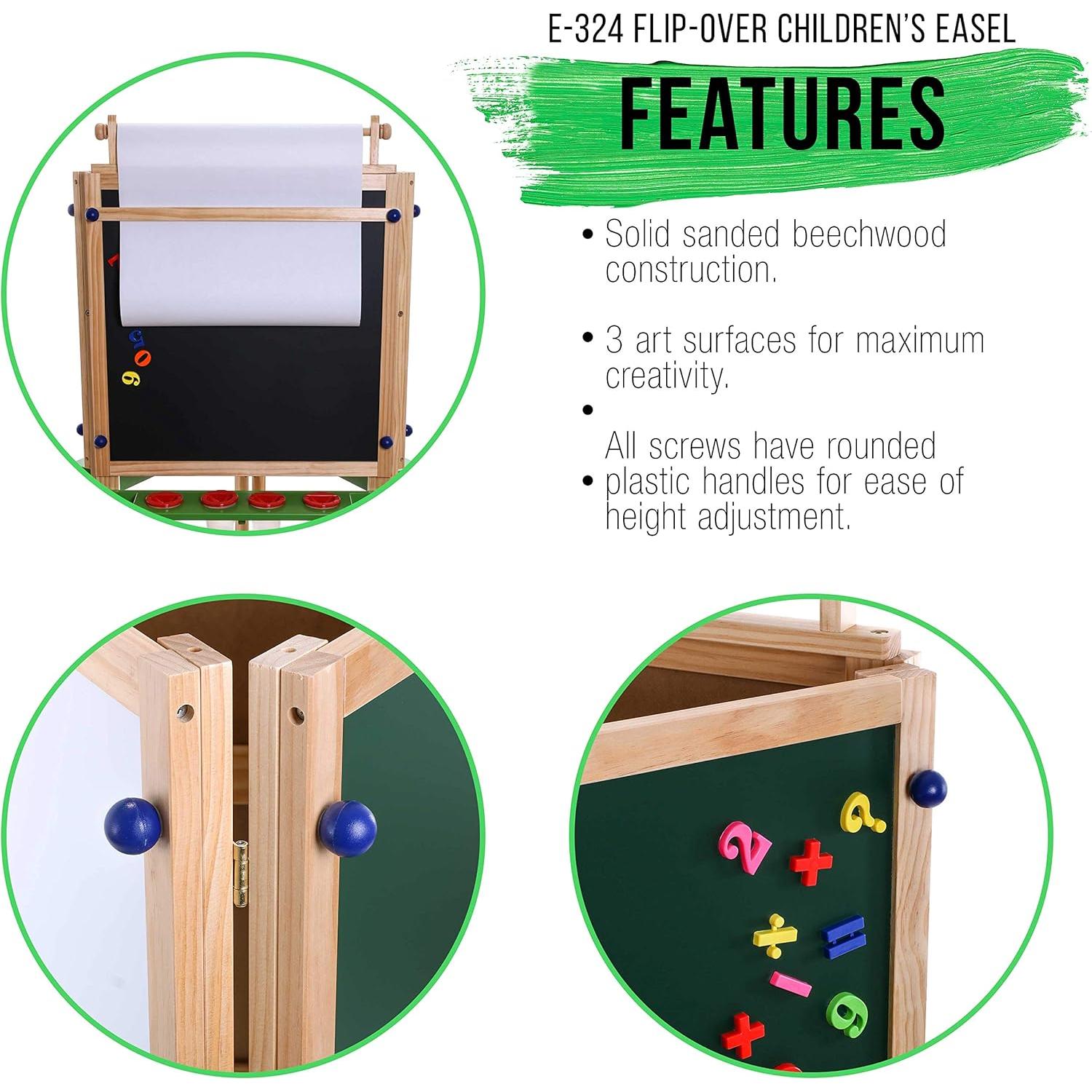 Caballete Infantil de 3 Lados Suministro de Arte 1.17m Pino