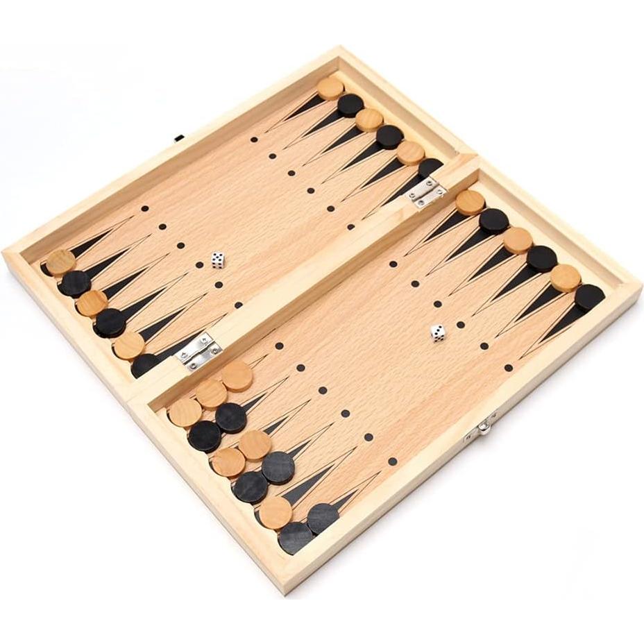 Juego de Ajedrez 3 en 1 DUBSTAR Plegable de Madera 34cm