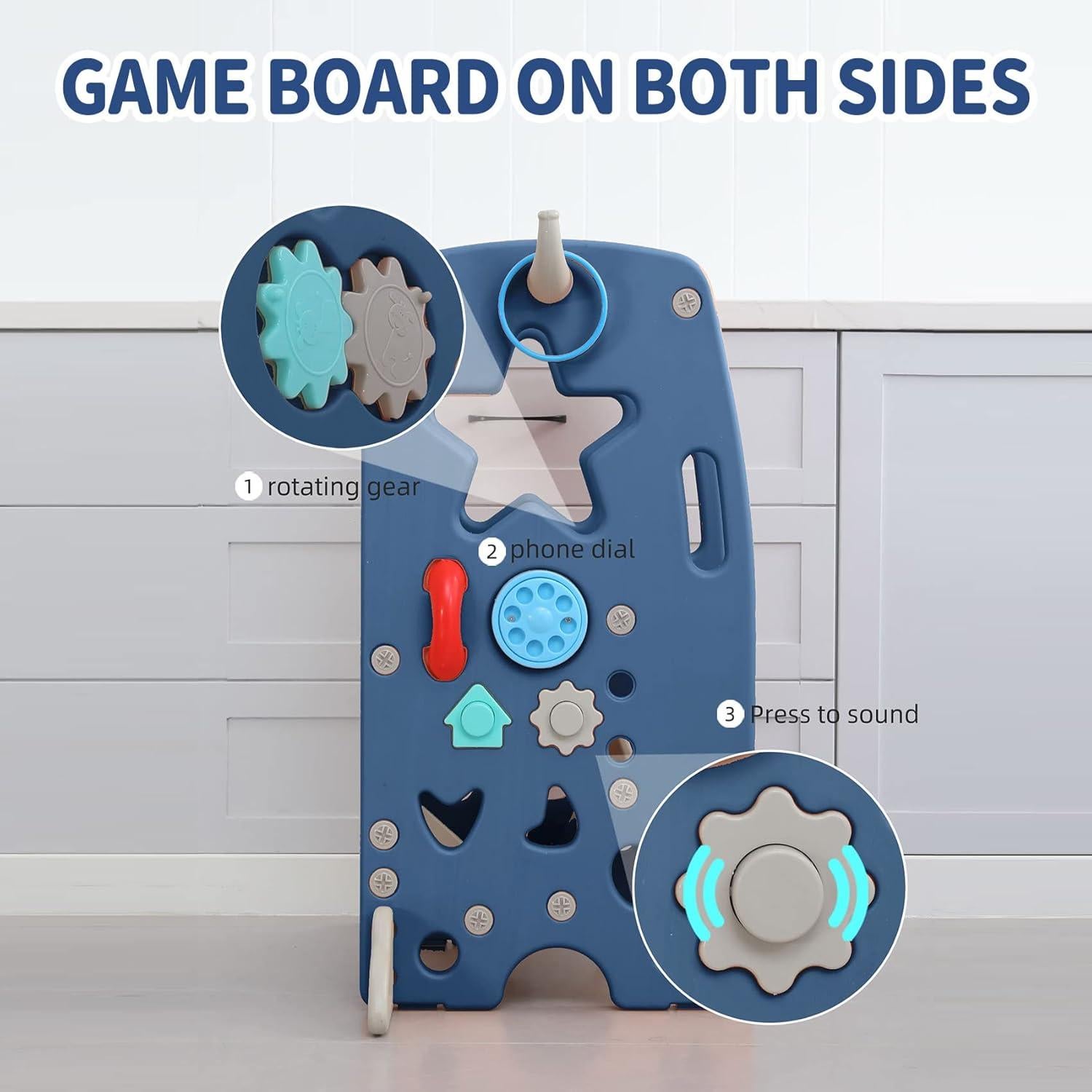 Taburete Multifuncional para Niños UNICOO Azul Oscuro 3 Alturas