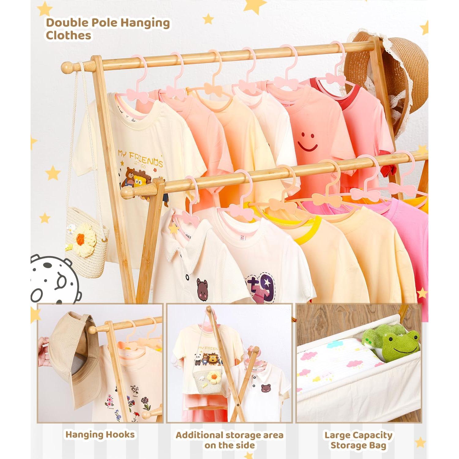 Perchero de Bambú para Niños Relquorax con Almacenamiento