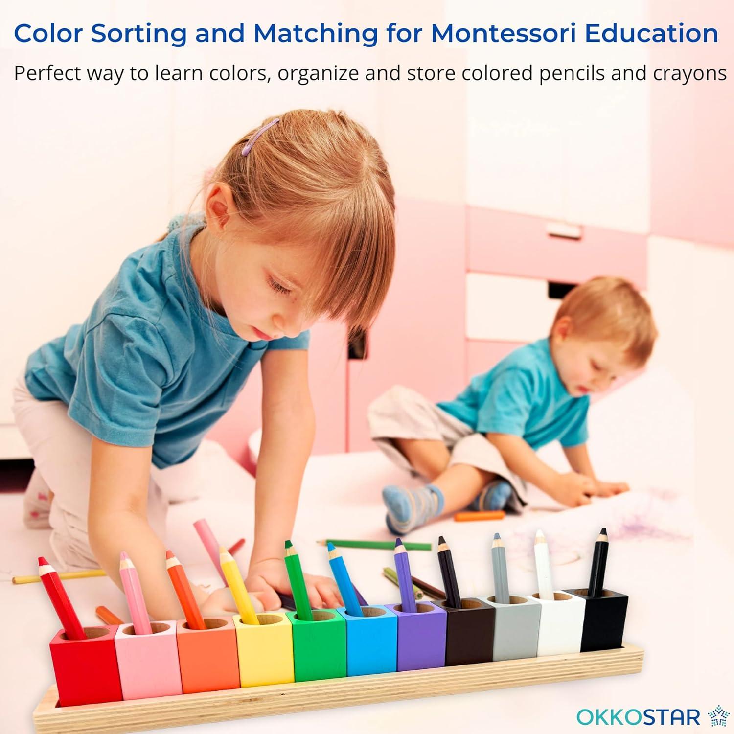 Soporte de Crayones Montessori OKKOSTAR - Organizador de Arte Grande
