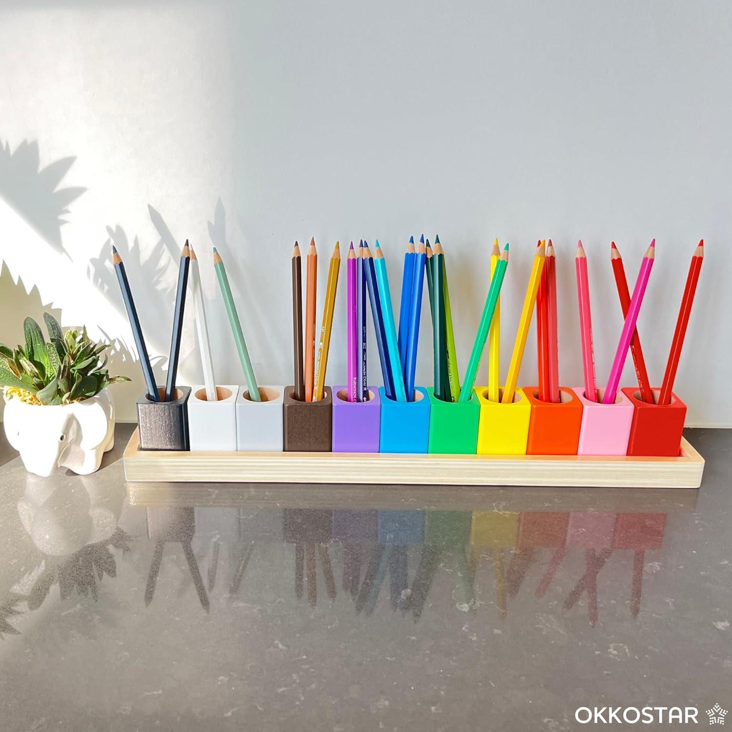 Soporte de Crayones Montessori OKKOSTAR - Organizador de Arte Grande