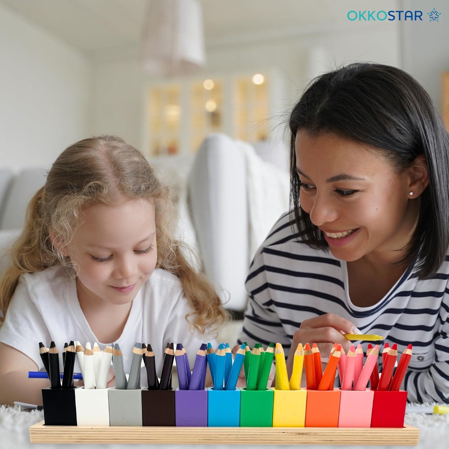 Soporte de Crayones Montessori OKKOSTAR - Organizador de Arte Grande