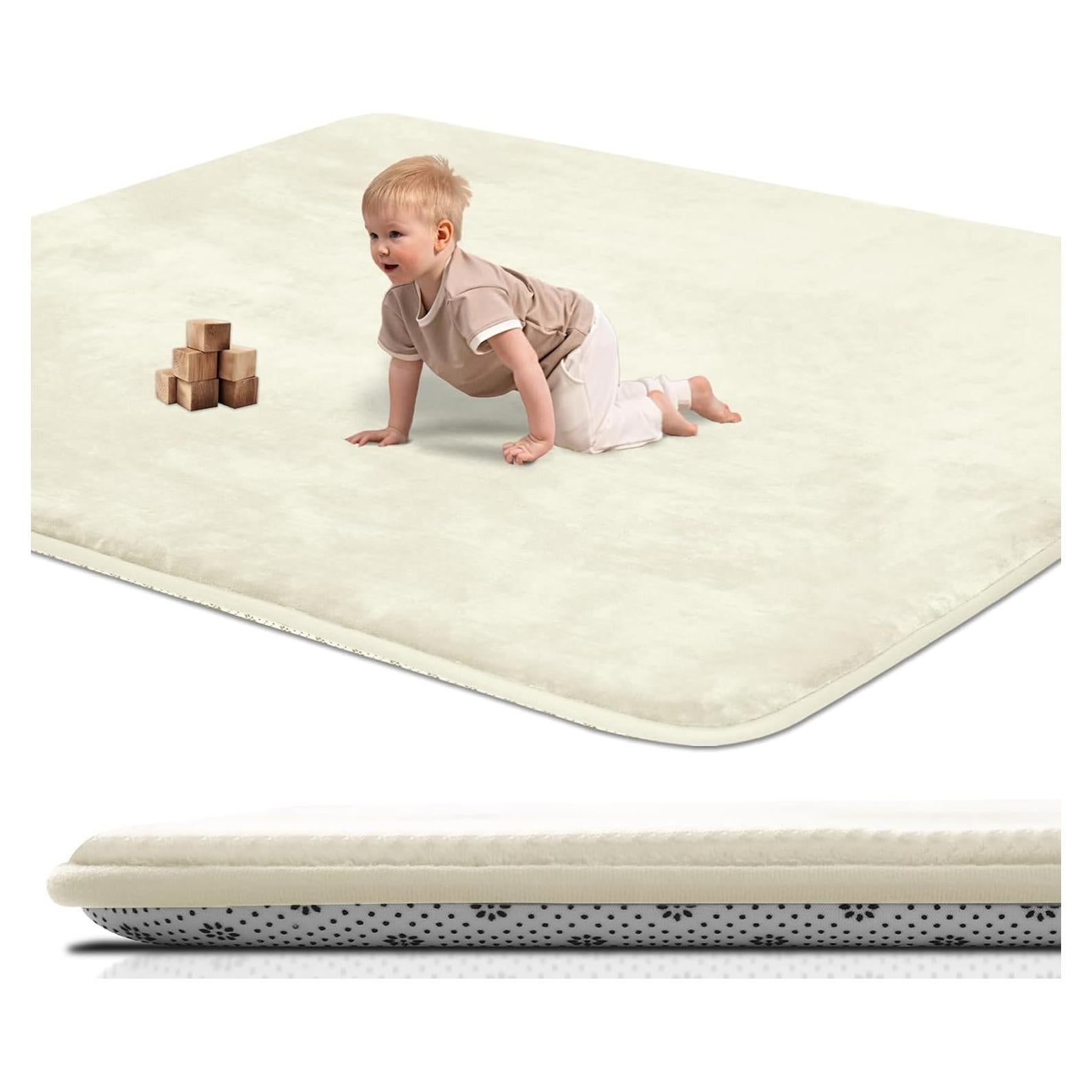 Alfombra de Juego Acolchada SEPARO 119x119 cm Beige Antideslizante