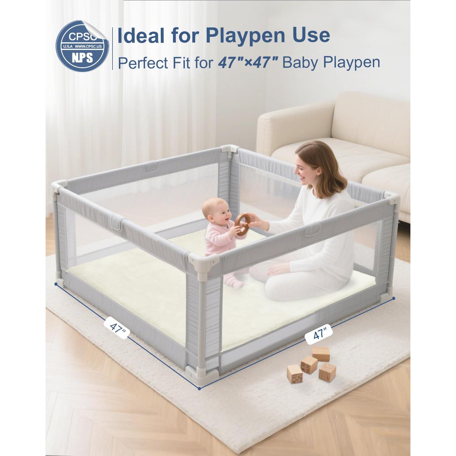 Alfombra de Juego Acolchada SEPARO 119x119 cm Beige Antideslizante