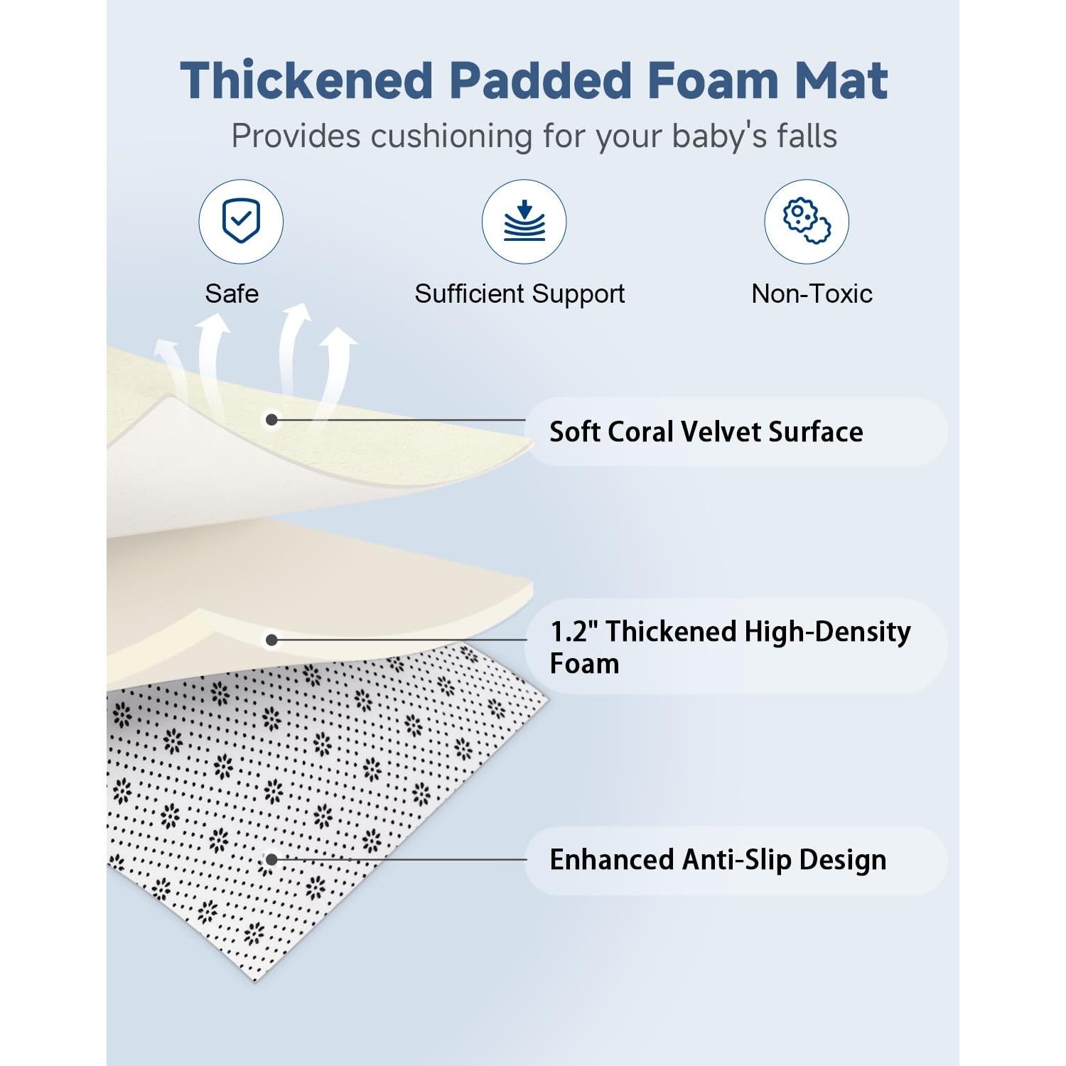 Alfombra de Juego Acolchada SEPARO 119x119 cm Beige Antideslizante