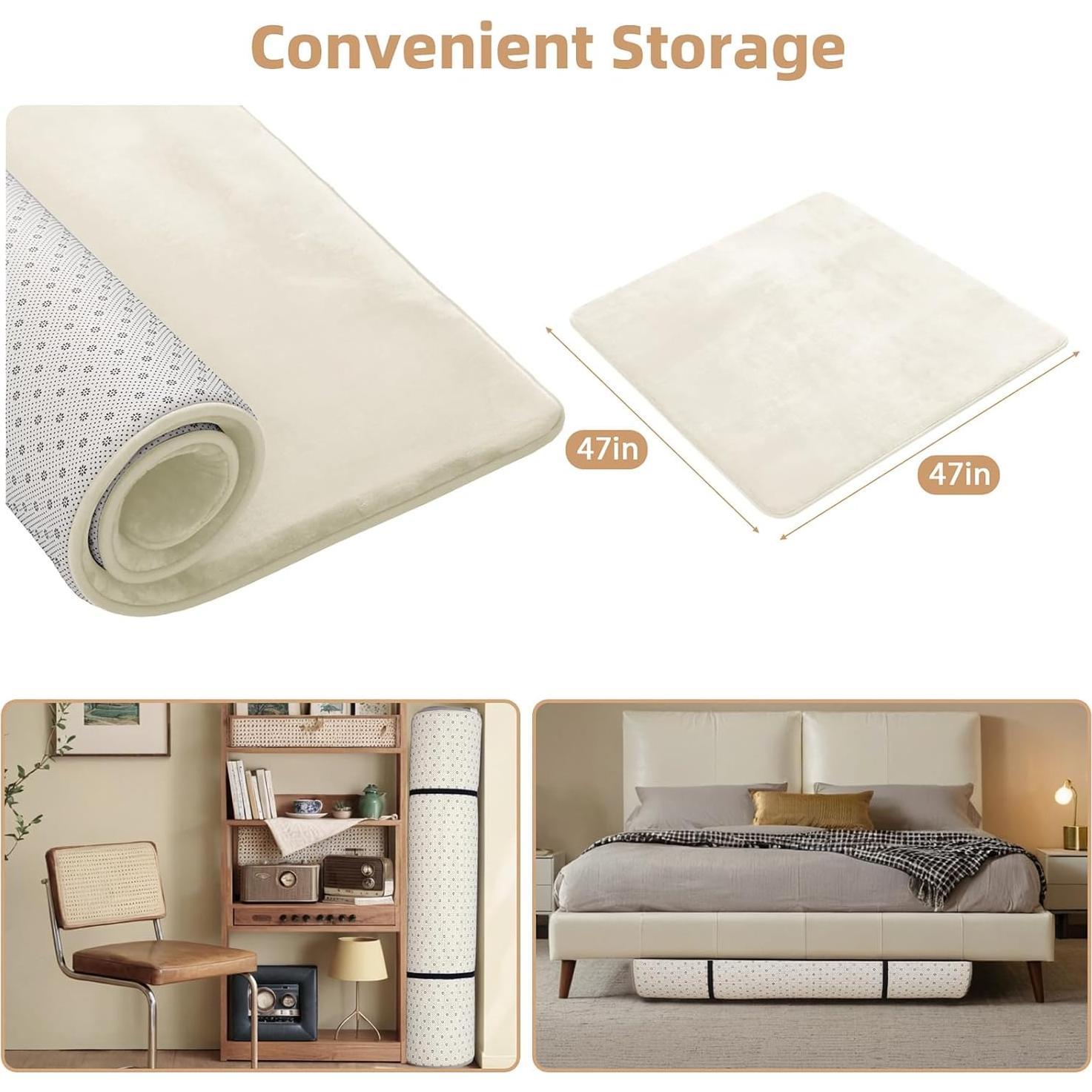 Alfombra de Juego Acolchada SEPARO 119x119 cm Beige Antideslizante