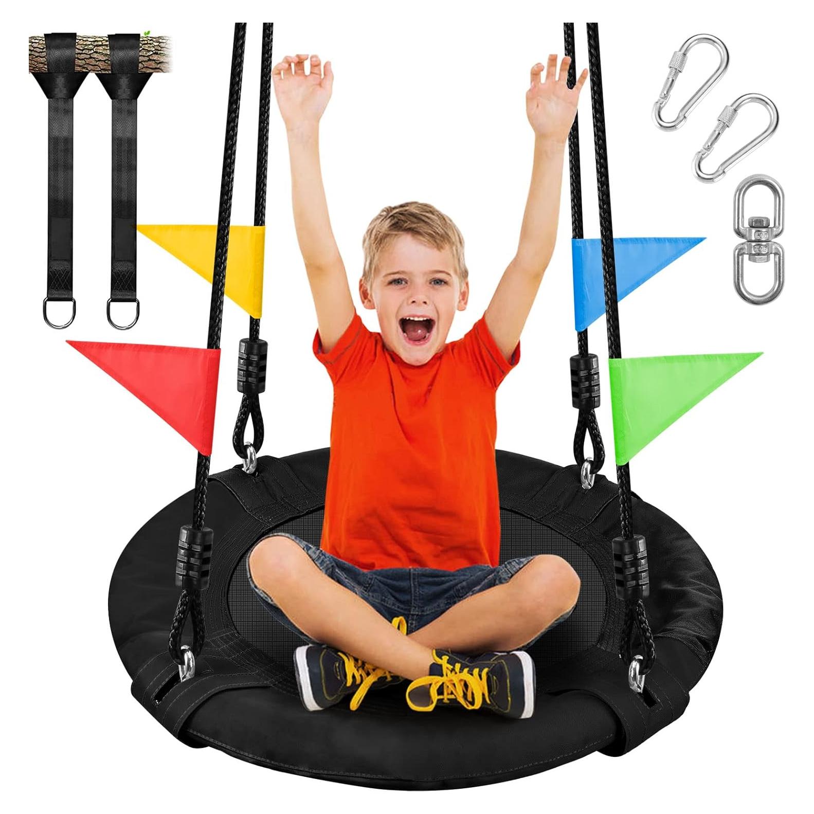 Columpio para Niños Odoland 61cm Redondo Ajustable Negro