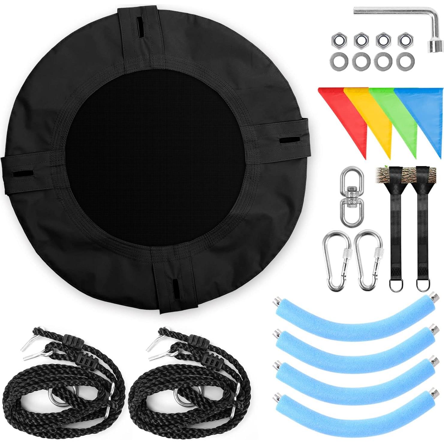 Columpio para Niños Odoland 61cm Redondo Ajustable Negro