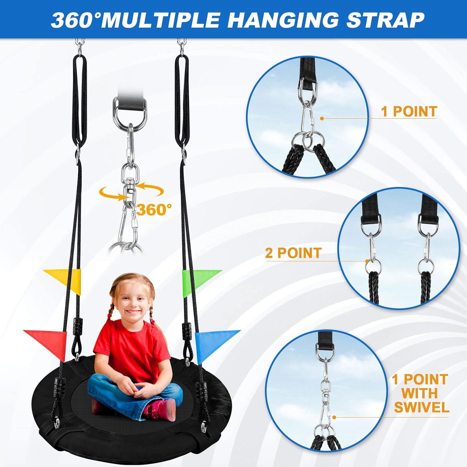 Columpio para Niños Odoland 61cm Redondo Ajustable Negro