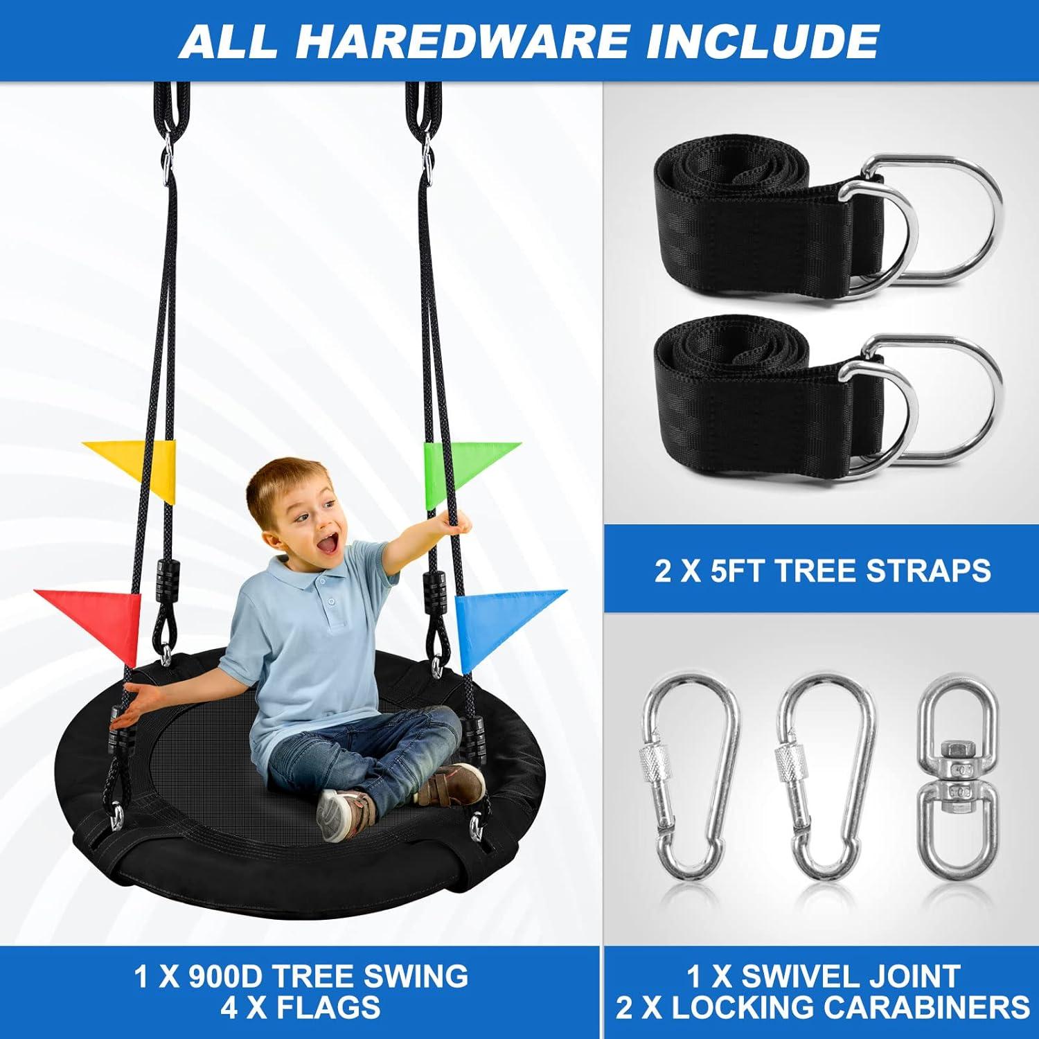 Columpio para Niños Odoland 61cm Redondo Ajustable Negro