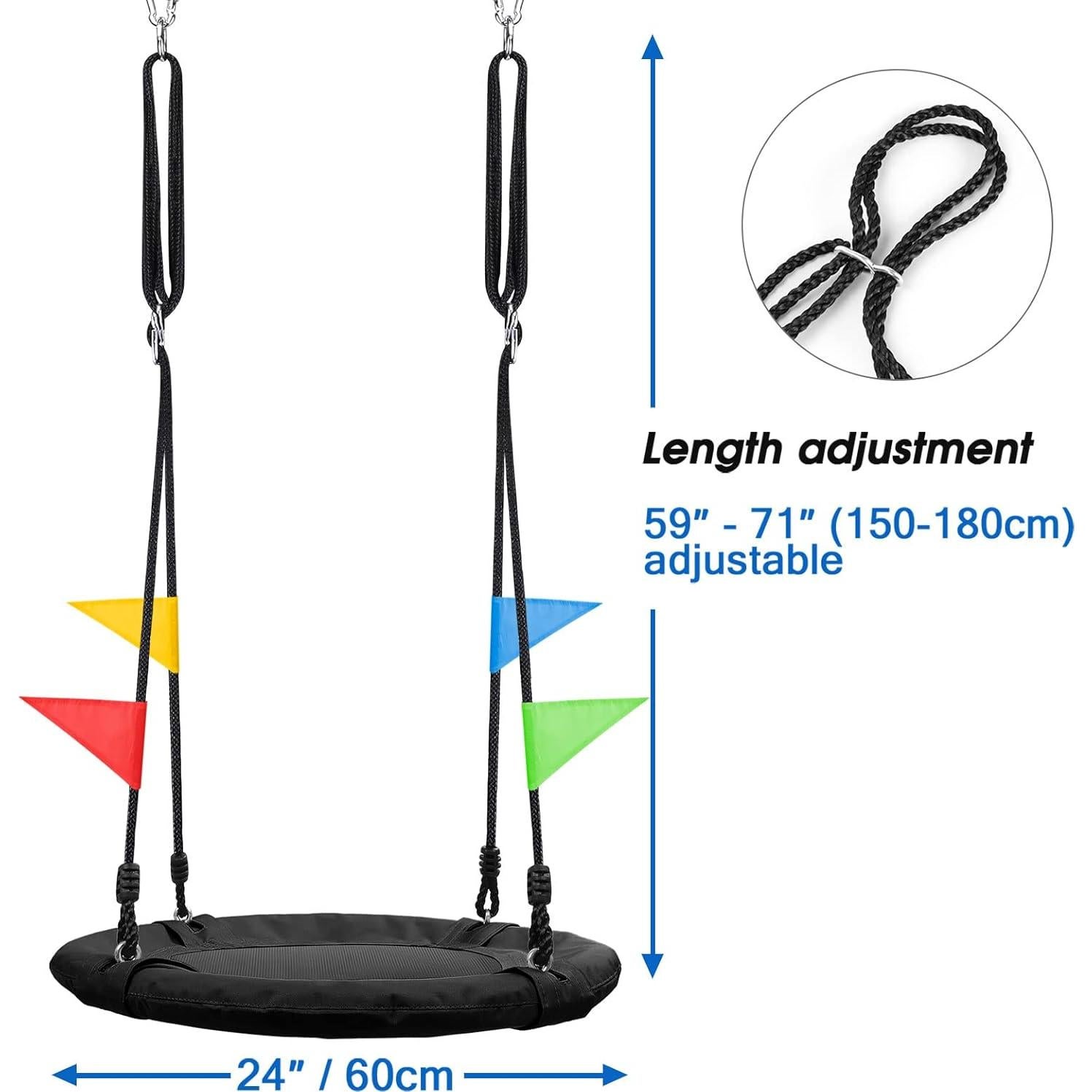 Columpio para Niños Odoland 61cm Redondo Ajustable Negro