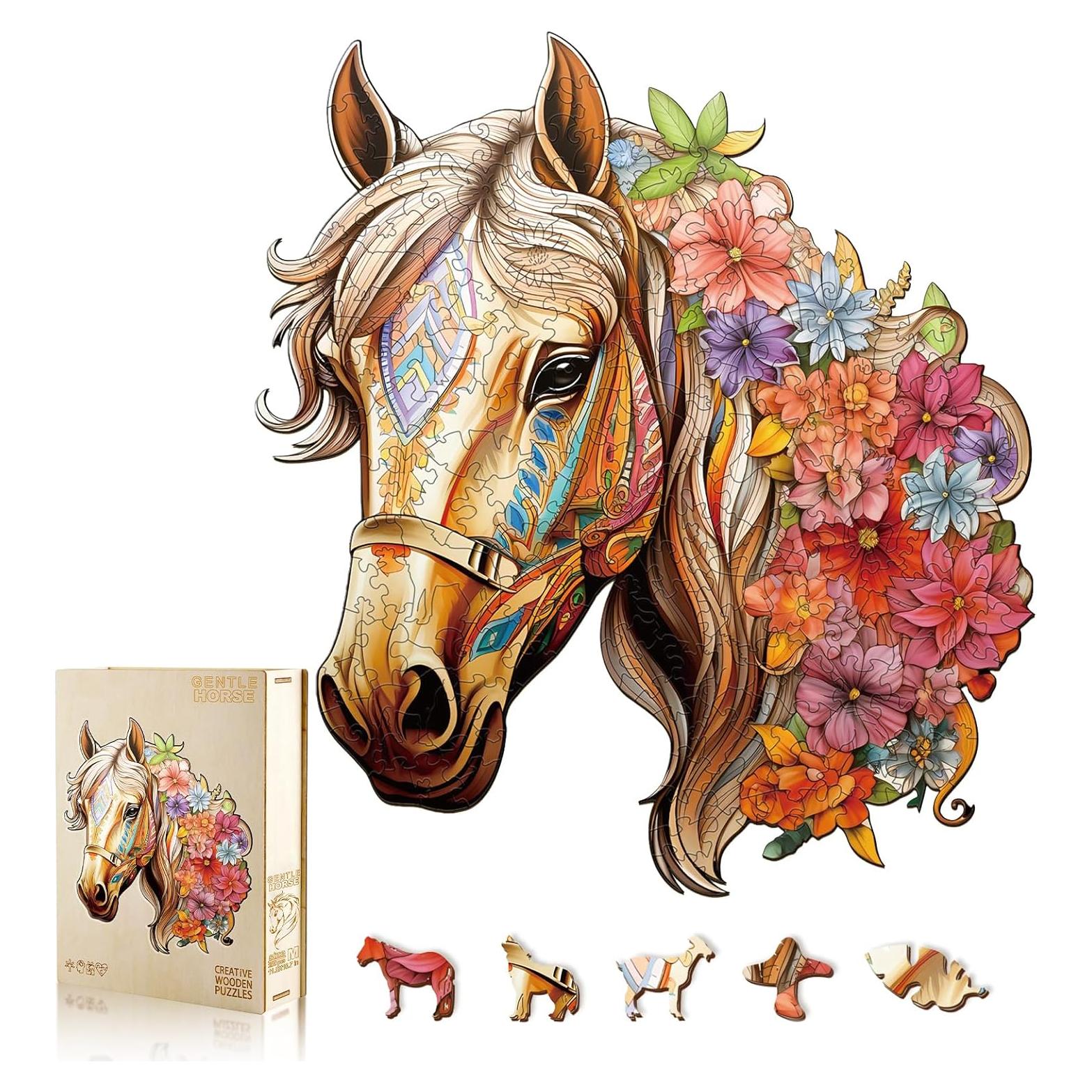 Rompecabezas de Madera Caballo NABYSHOP 100 Piezas 21.6x20.6cm