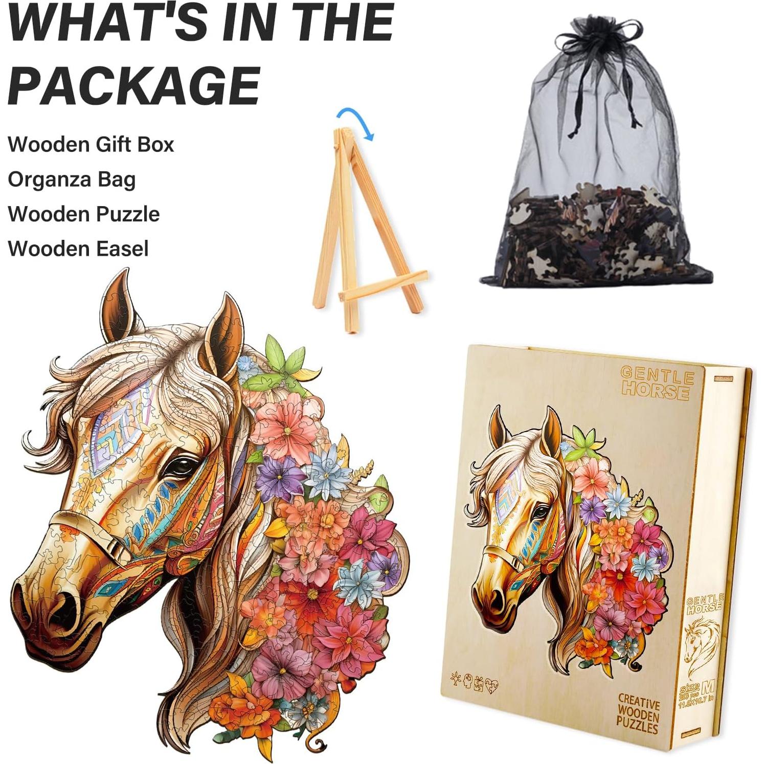 Rompecabezas de Madera Caballo NABYSHOP 100 Piezas 21.6x20.6cm