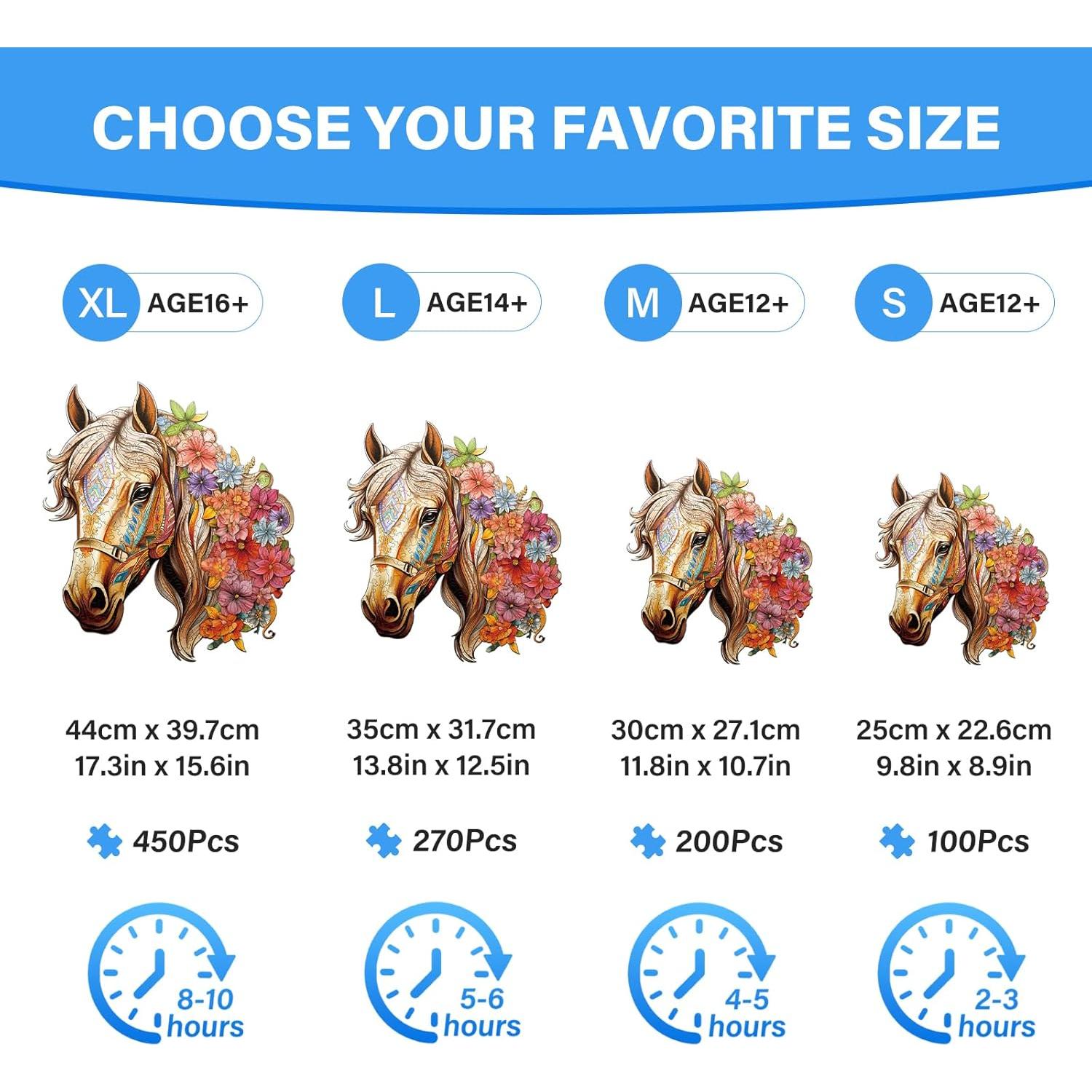 Rompecabezas de Madera Caballo NABYSHOP 100 Piezas 21.6x20.6cm