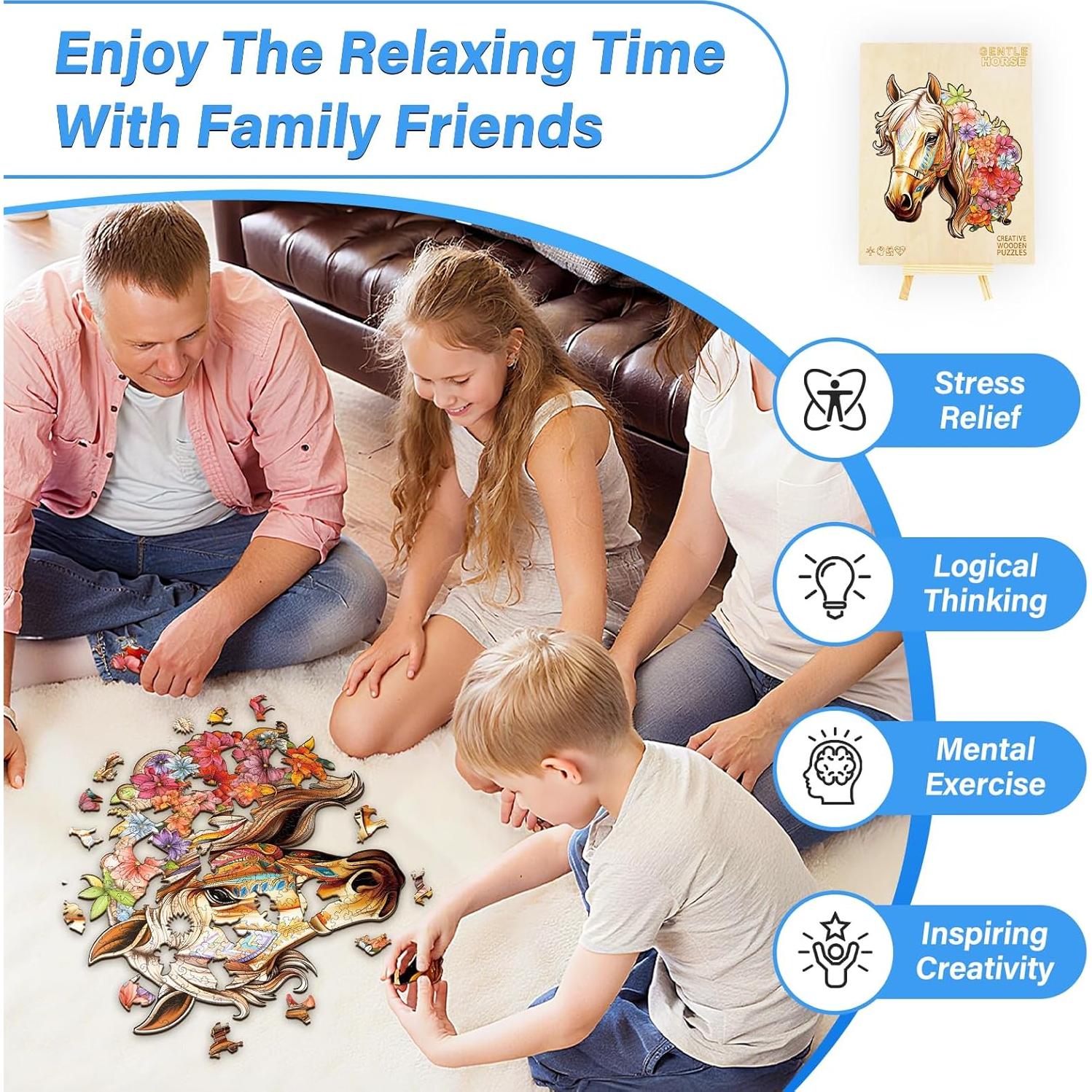 Rompecabezas de Madera Caballo NABYSHOP 100 Piezas 21.6x20.6cm