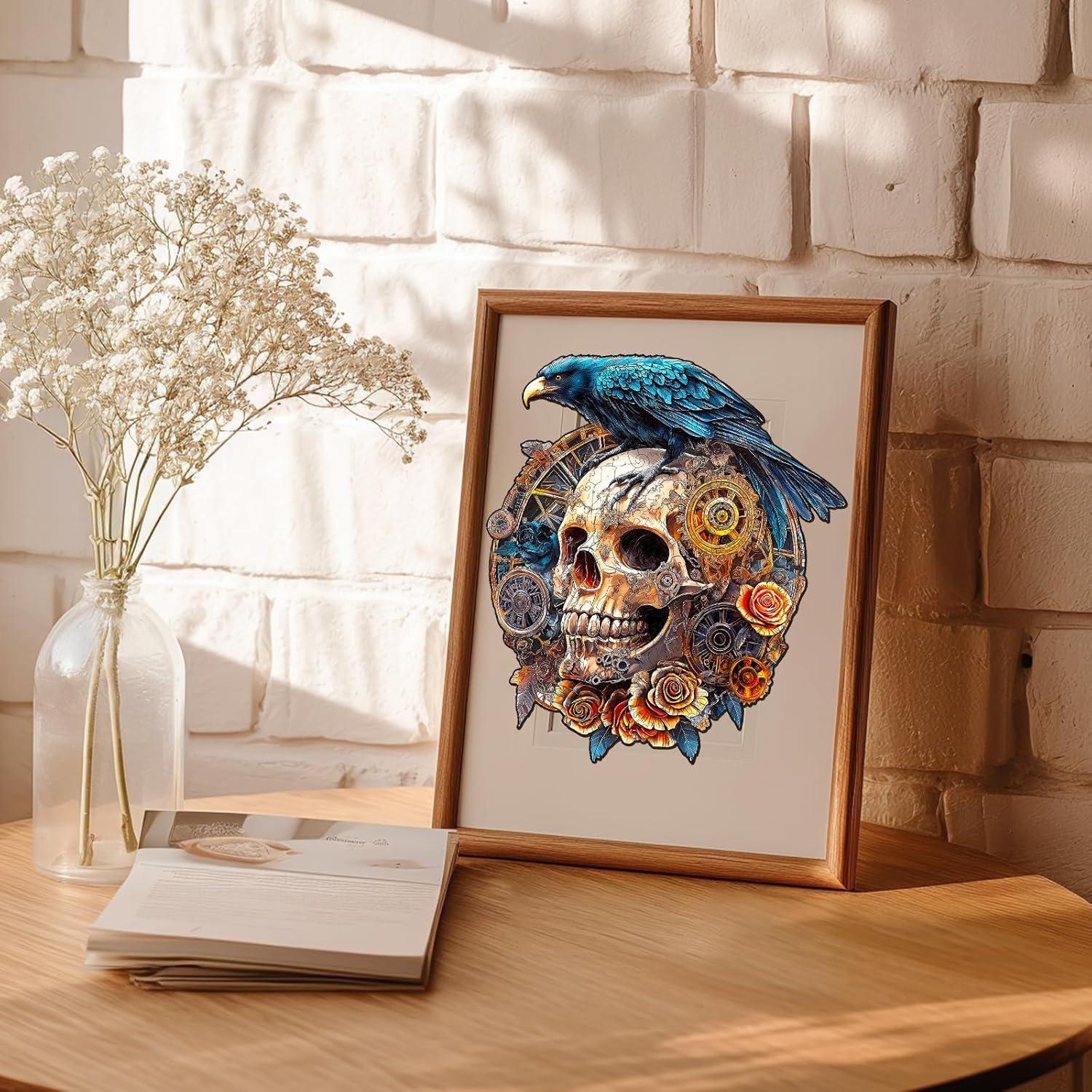 Rompecabezas de Madera KAAYEE 355 Piezas 3D Cuervo y Calavera