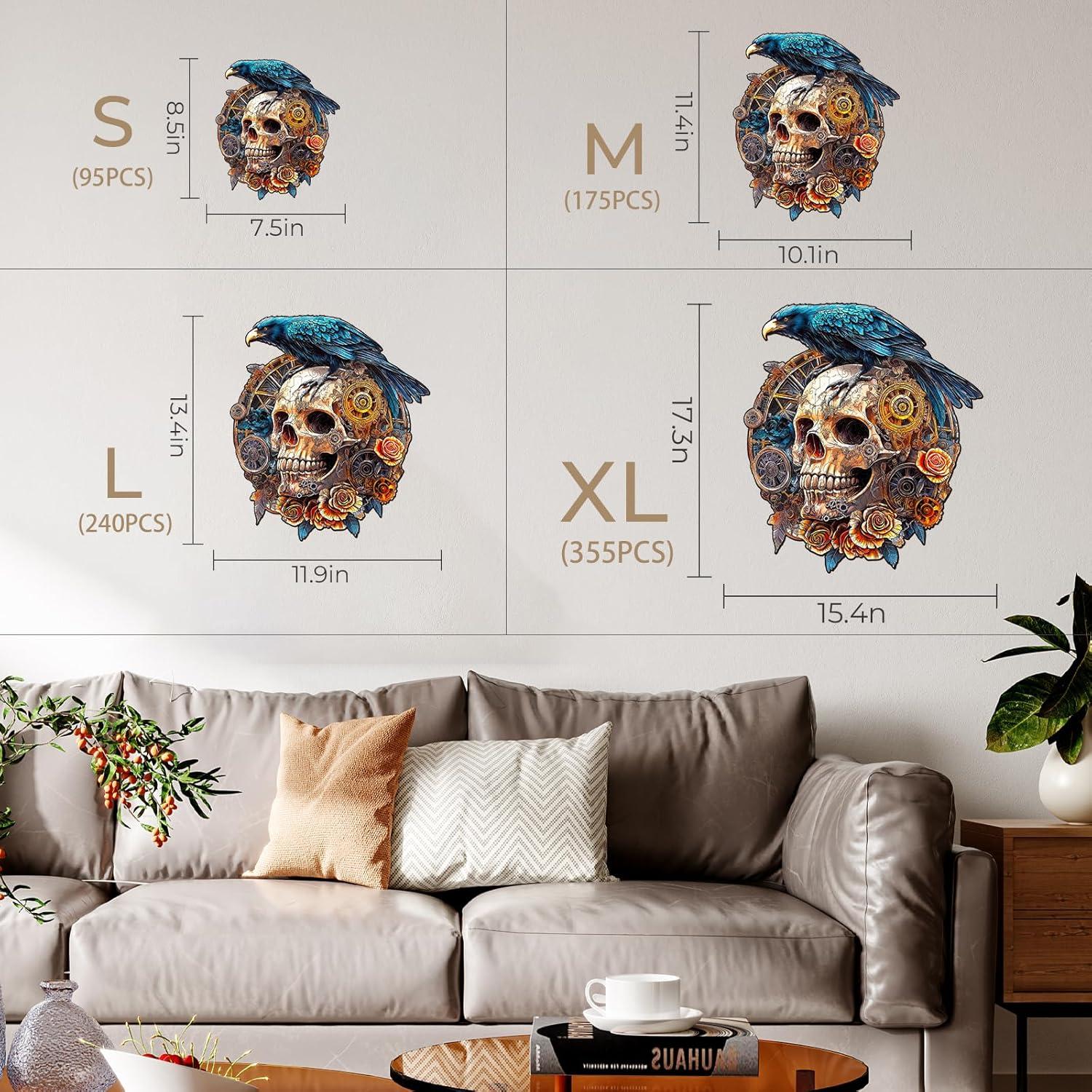 Rompecabezas de Madera KAAYEE 355 Piezas 3D Cuervo y Calavera