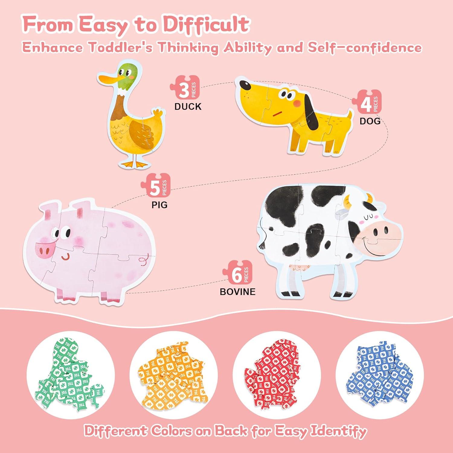 Rompecabezas Grandes TOI para Niños 2-4 Años - Animales de Granja