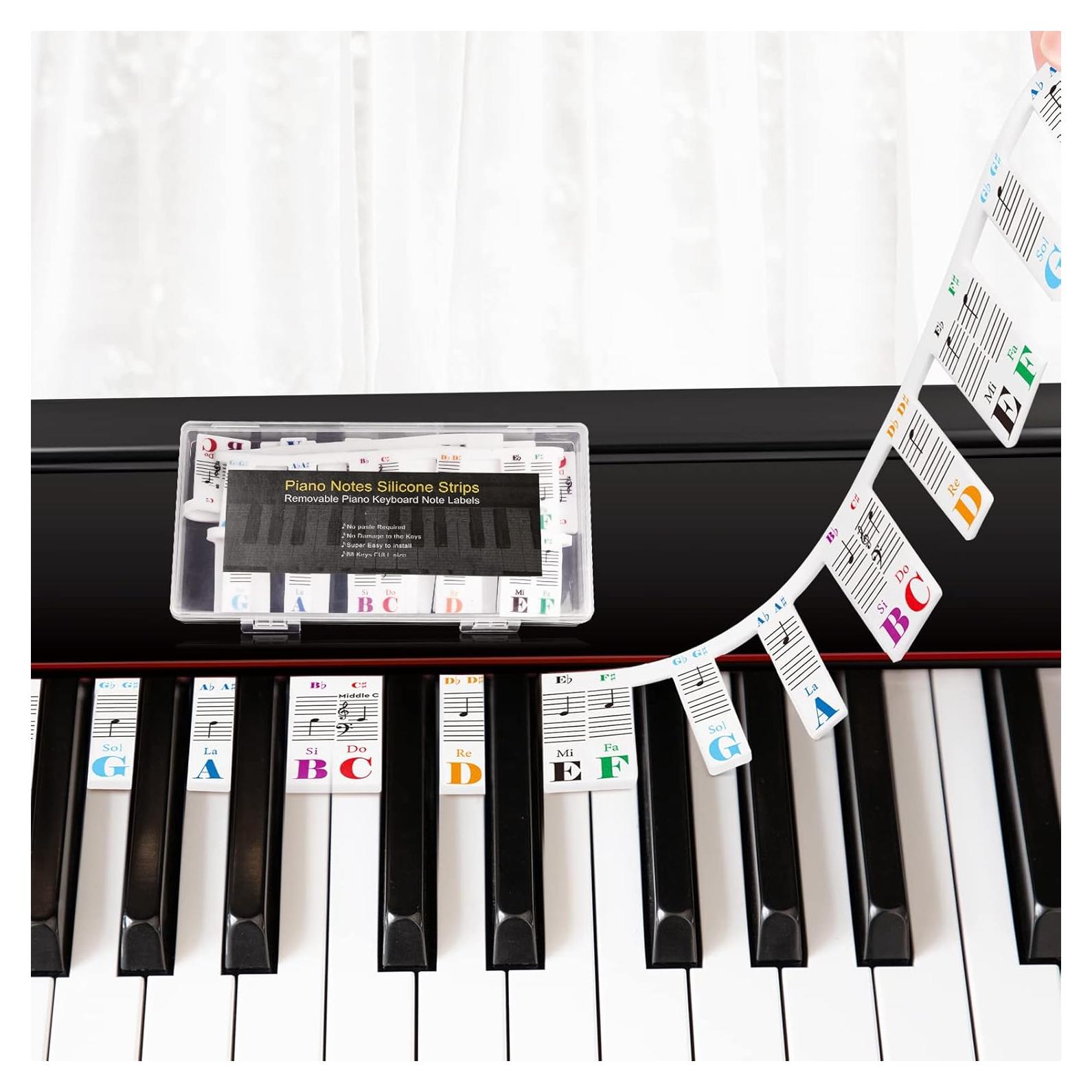 Etiquetas de Piano Eison Coloridas para 88 Teclas de Silicona