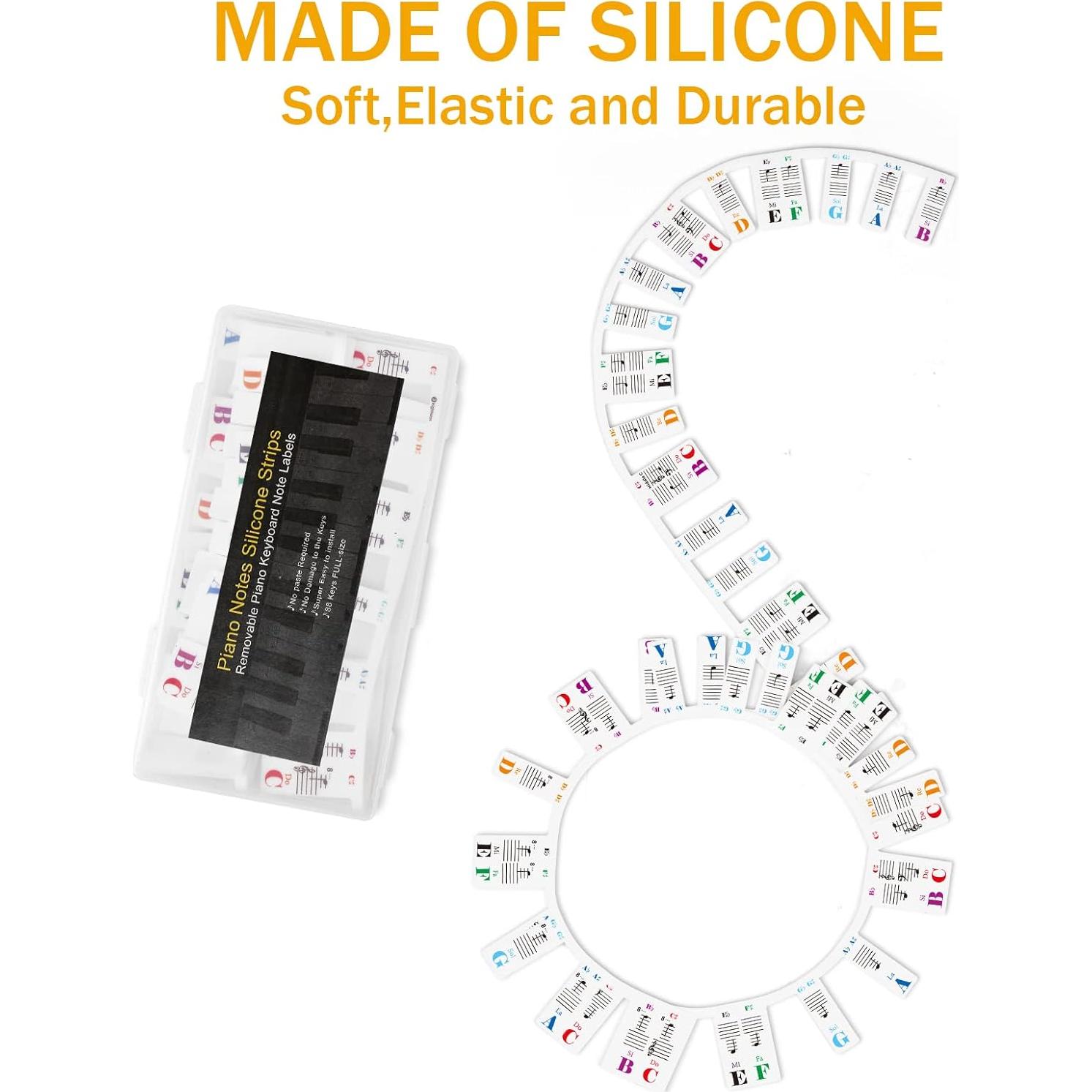 Etiquetas de Piano Eison Coloridas para 88 Teclas de Silicona