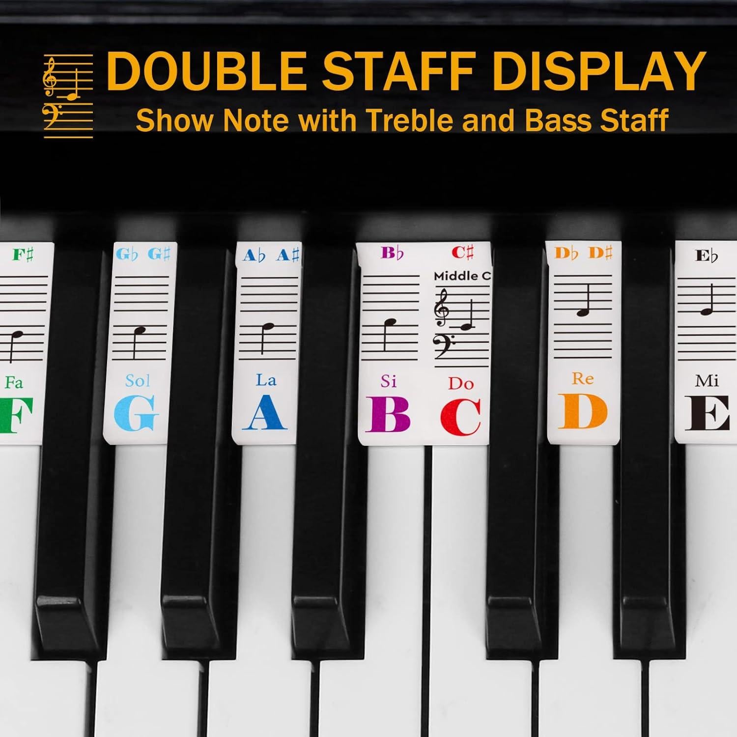 Etiquetas de Piano Eison Coloridas para 88 Teclas de Silicona