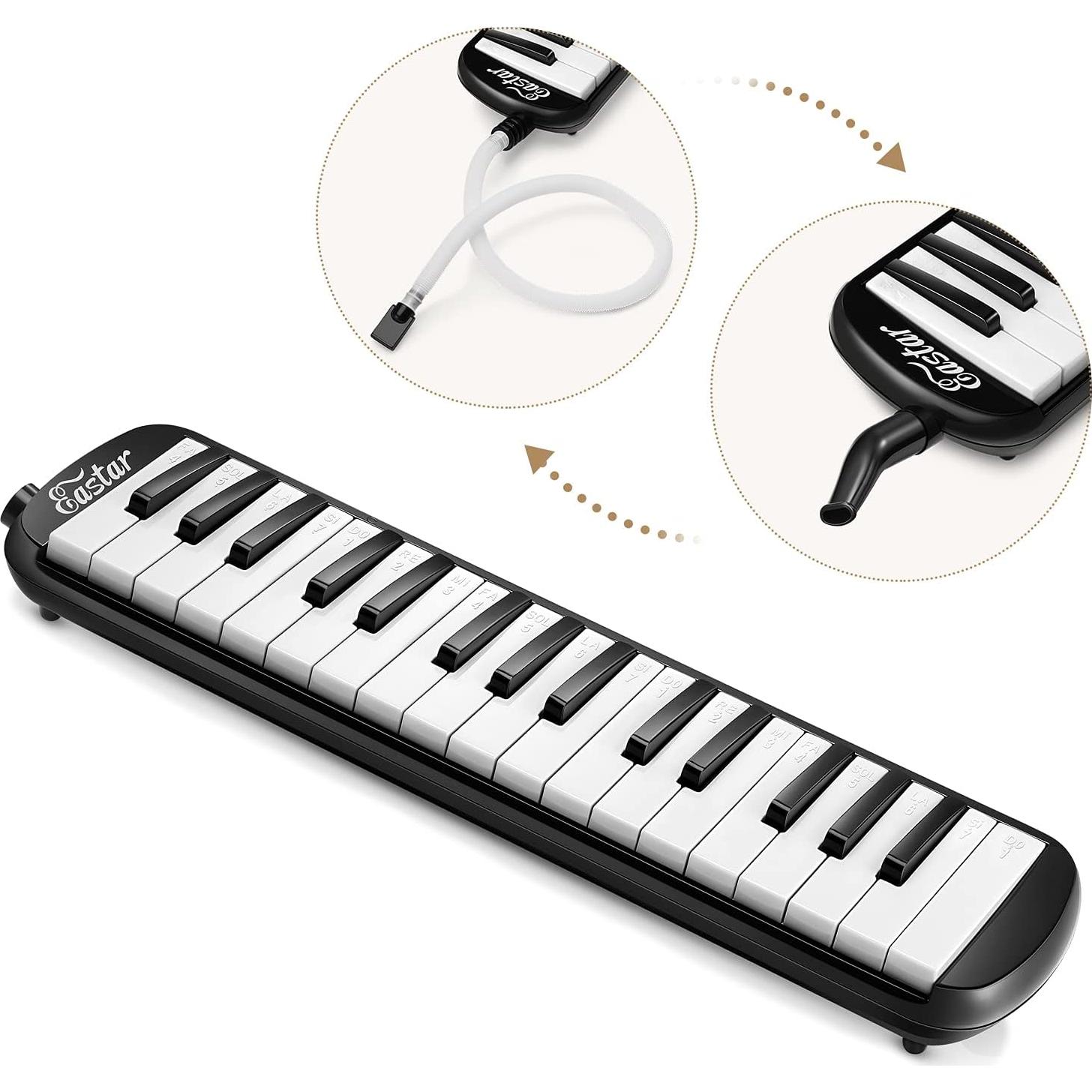 Melodica Eastar 32 Teclas Negra con Tubos y Funda de Transporte