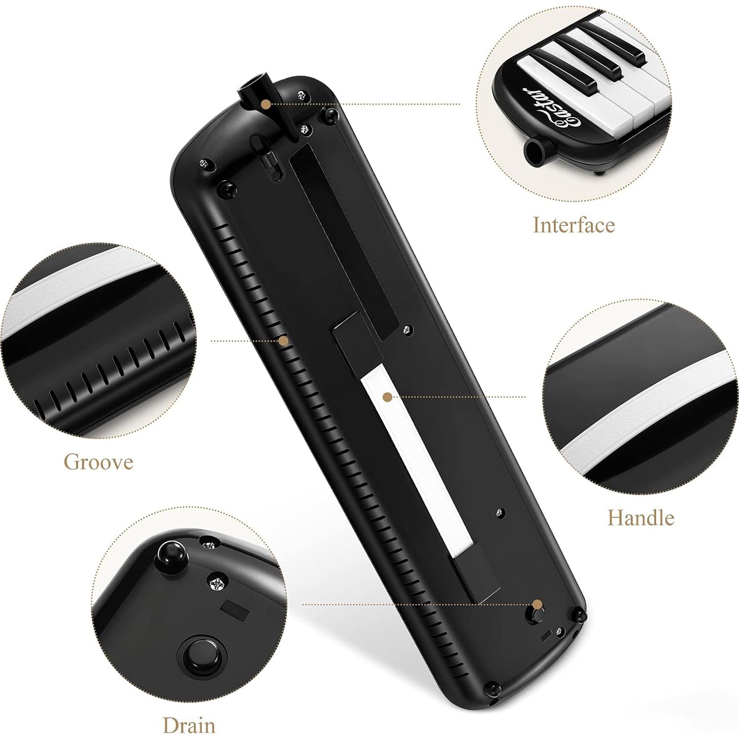 Melodica Eastar 32 Teclas Negra con Tubos y Funda de Transporte