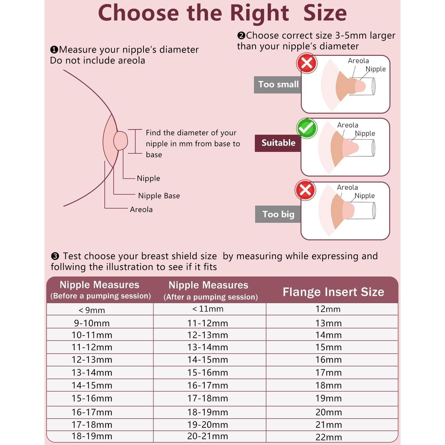 6 Piezas Inserto de Flange 12mm para Extractores de Leche