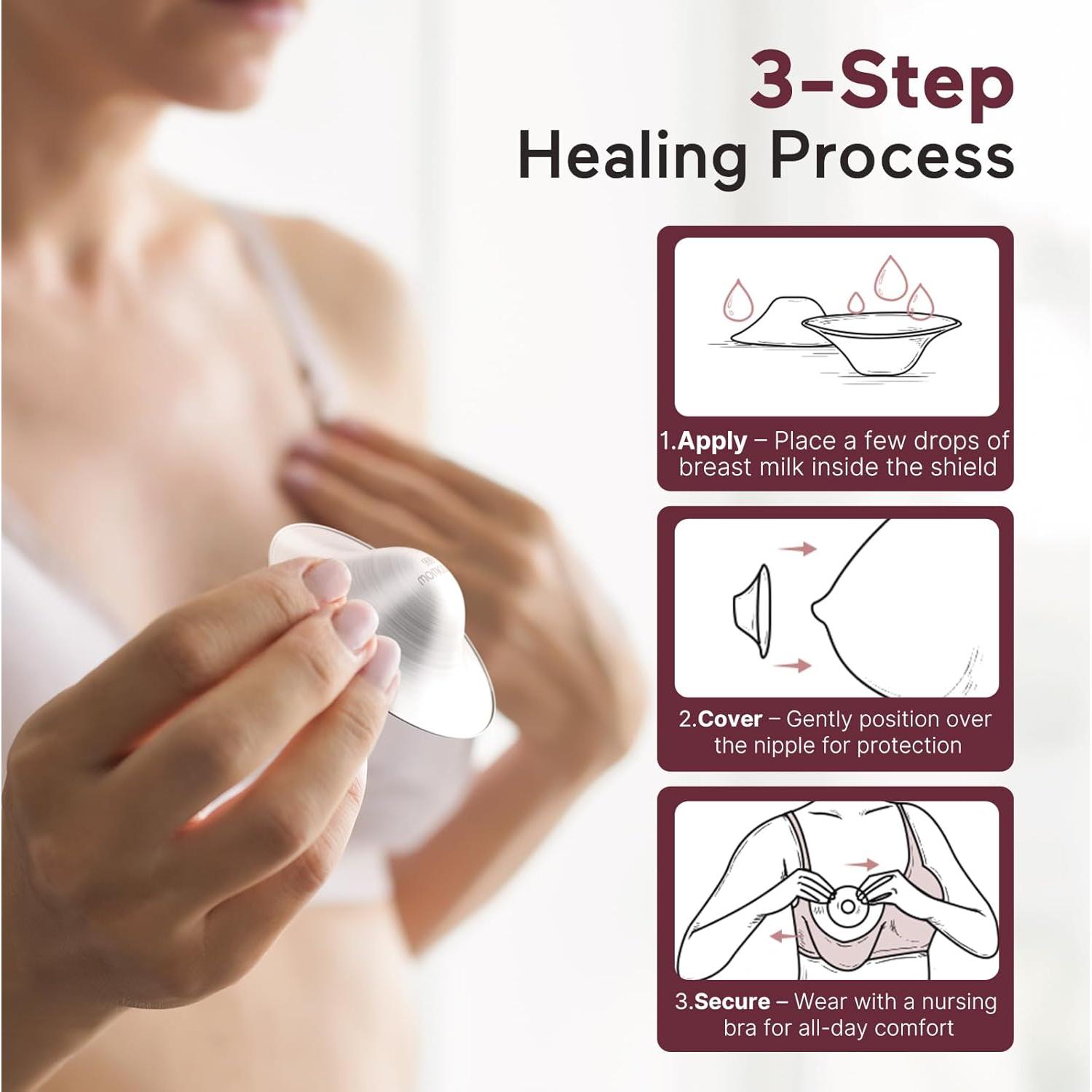 Copas de Lactancia de Plata 999 Momcozy XL, Sin Agujeros