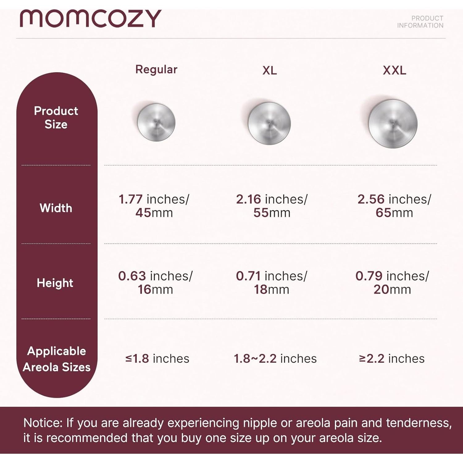 Copas de Lactancia de Plata 999 Momcozy XL, Sin Agujeros