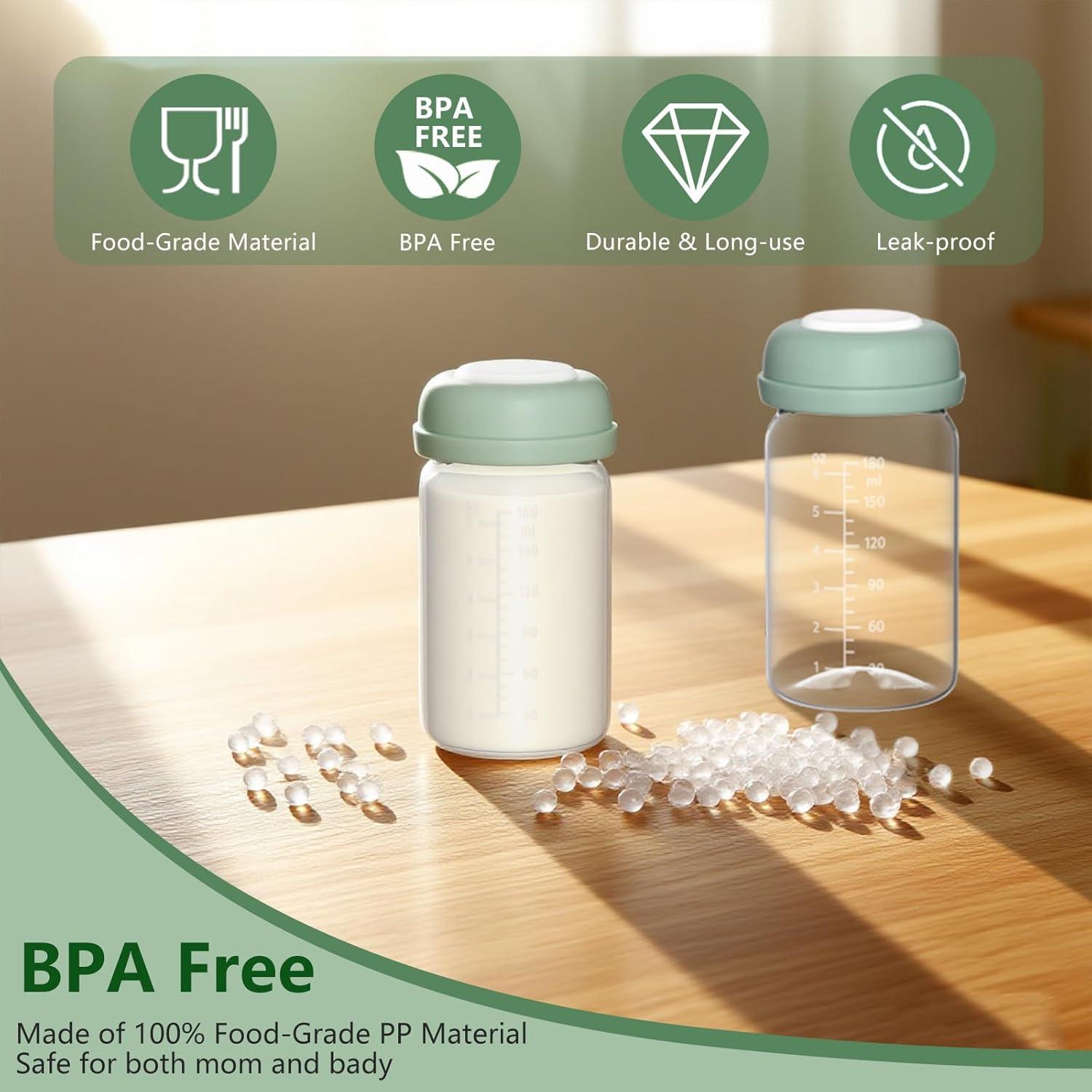 Botellas de Almacenamiento de Leche Materna BDICOVE 180ml 2 Pcs