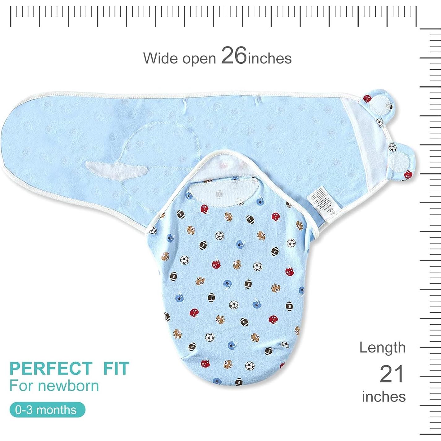 Paquete de 3 Mantas Ajustables Oso Burbuja 0-3 Meses Algodón