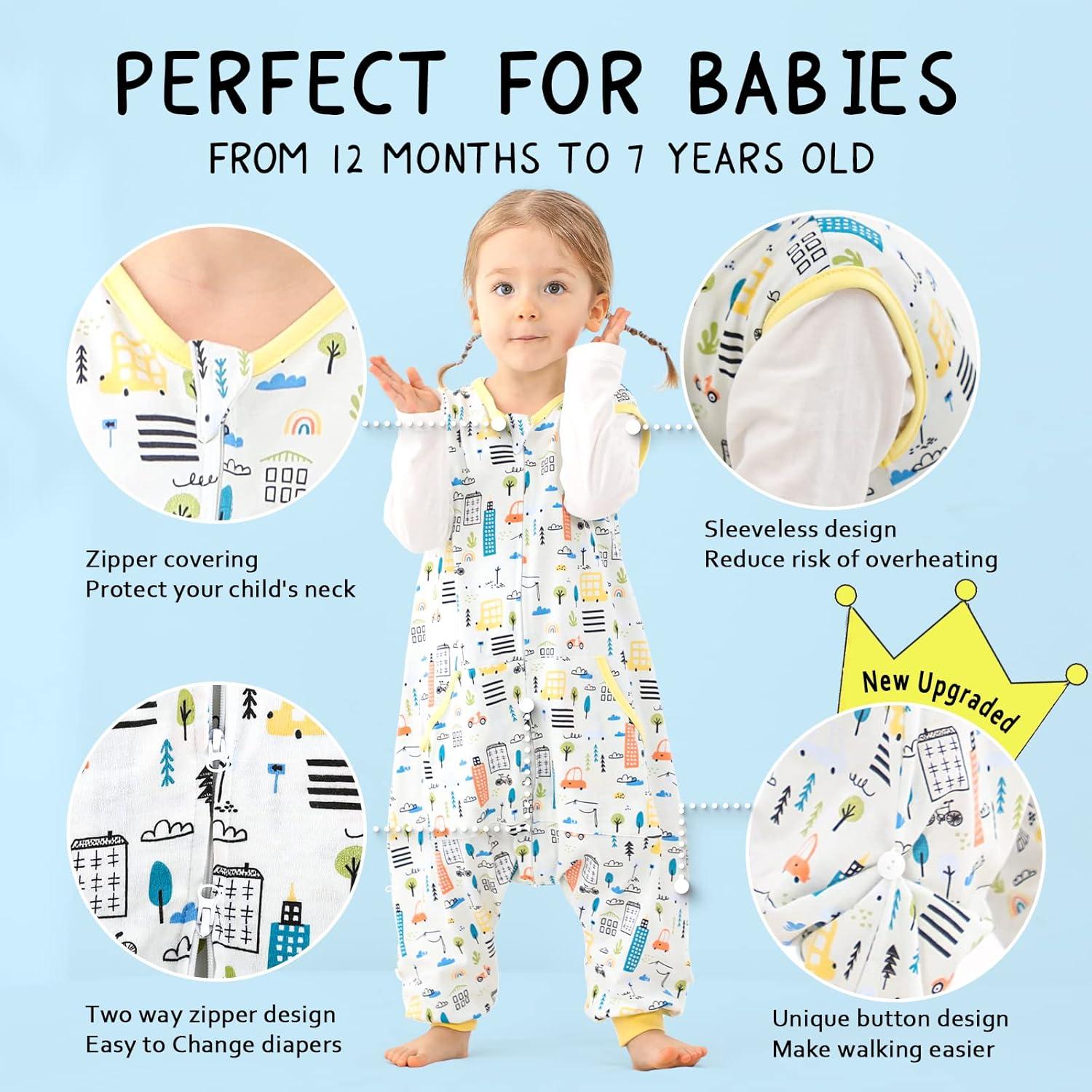 Saco de dormir WONDAY para bebés 12-24 meses con pies