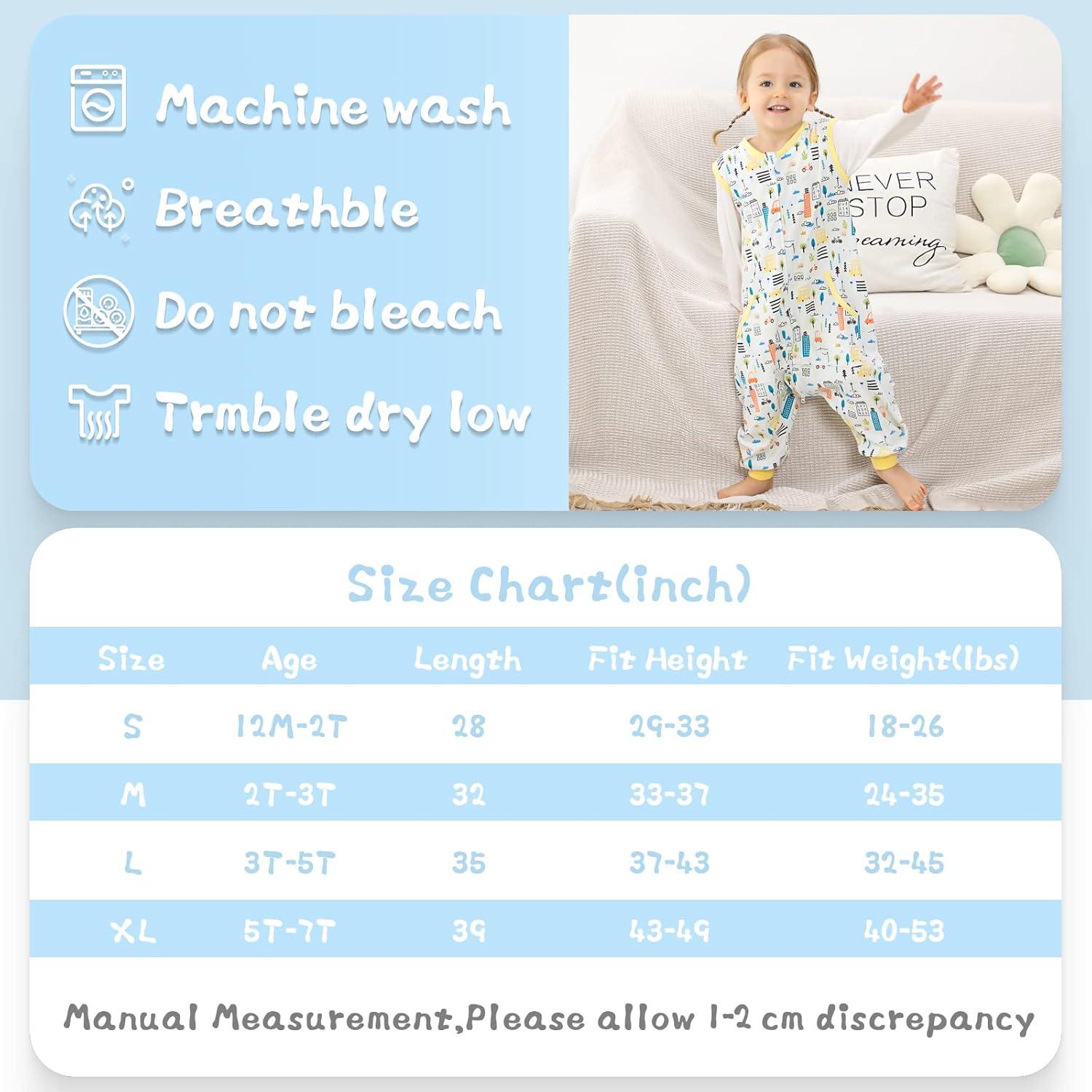 Saco de dormir WONDAY para bebés 12-24 meses con pies