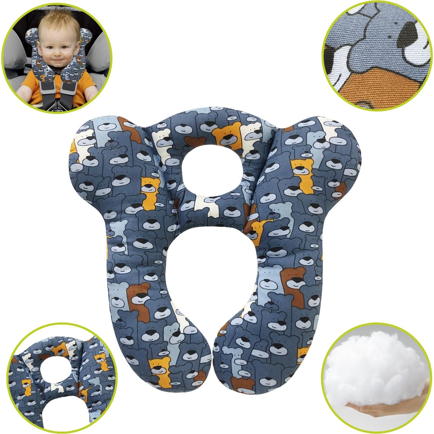 Almohada de Viaje para Bebés DEEZOMO Oso Azul Suave y Lavable