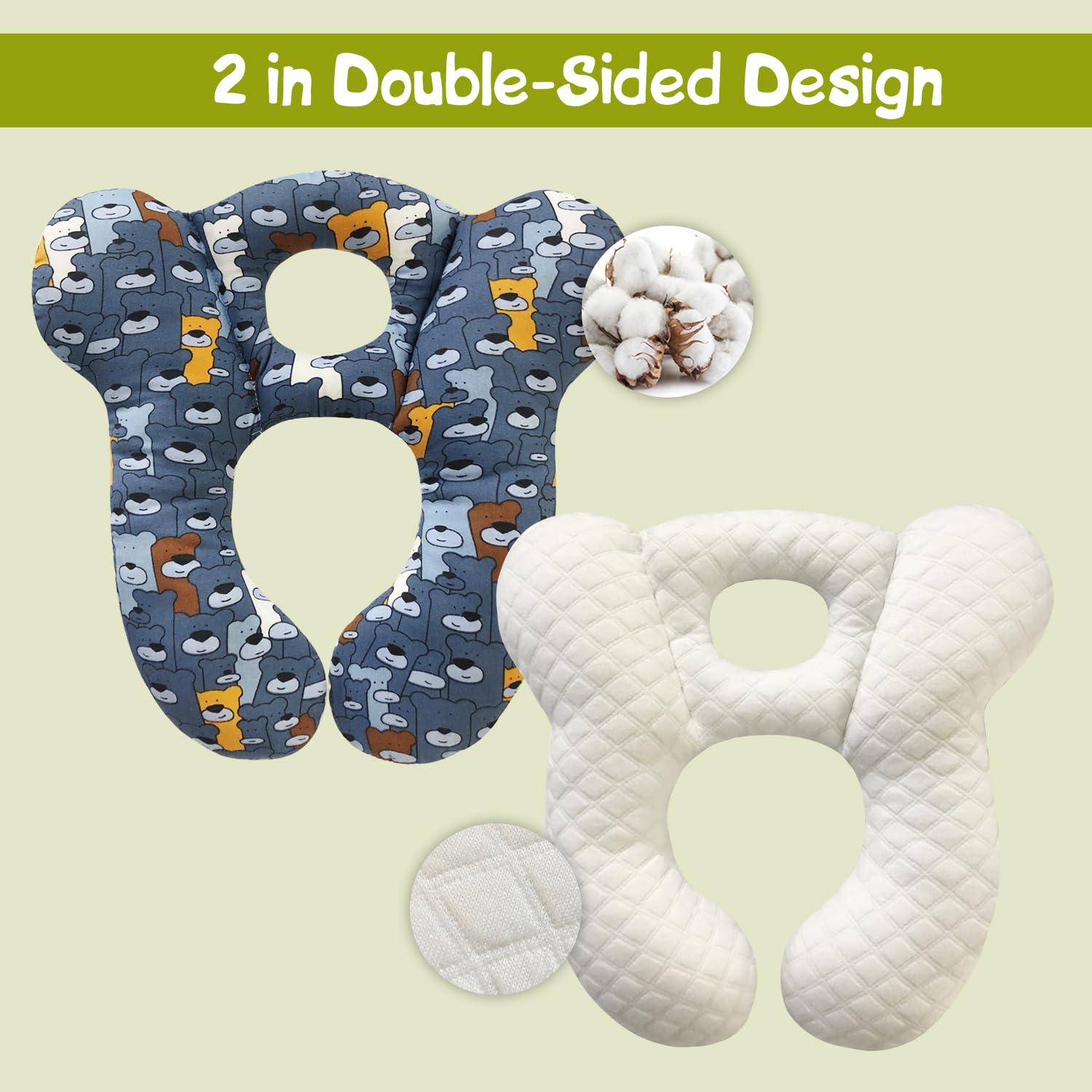 Almohada de Viaje para Bebés DEEZOMO Oso Azul Suave y Lavable