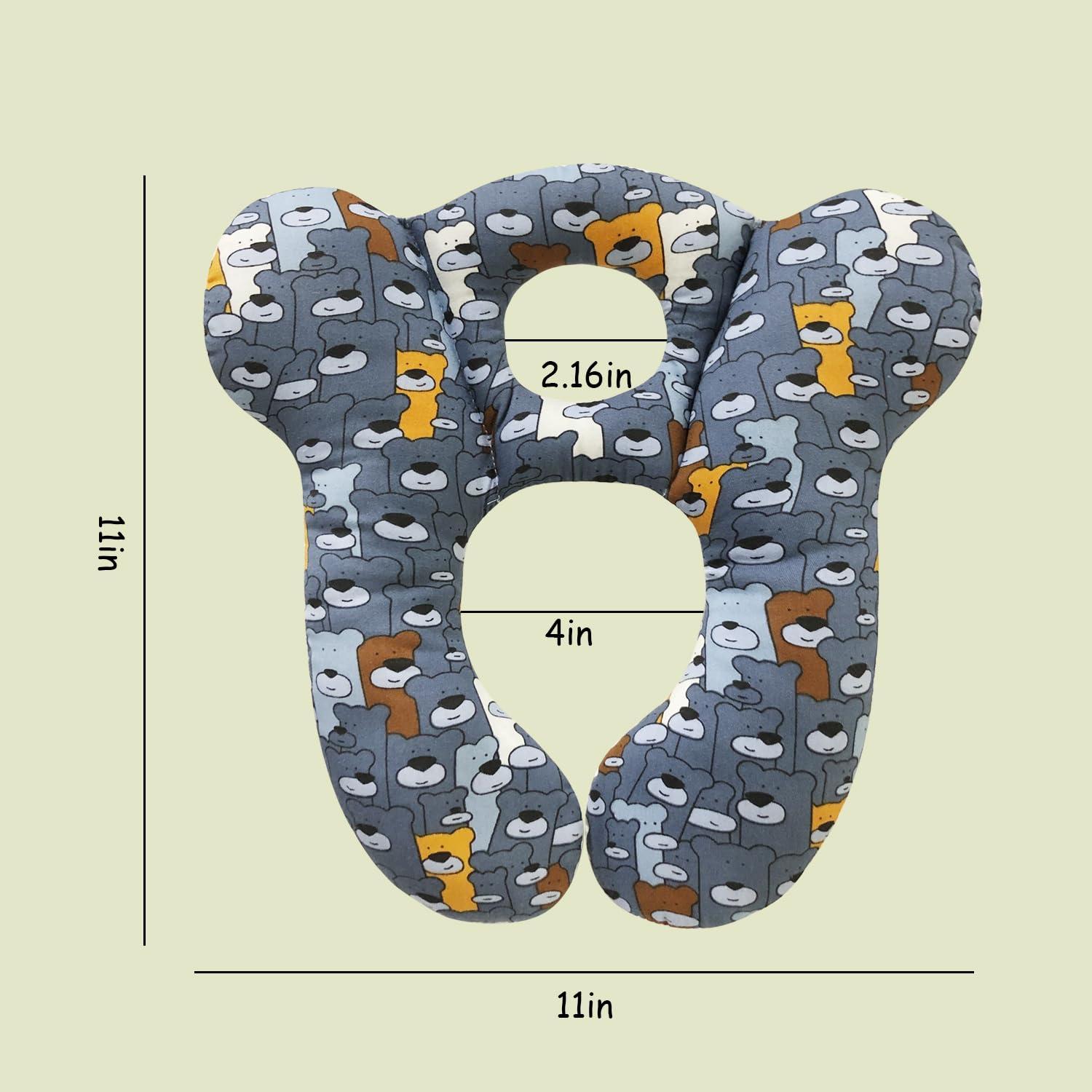 Almohada de Viaje para Bebés DEEZOMO Oso Azul Suave y Lavable